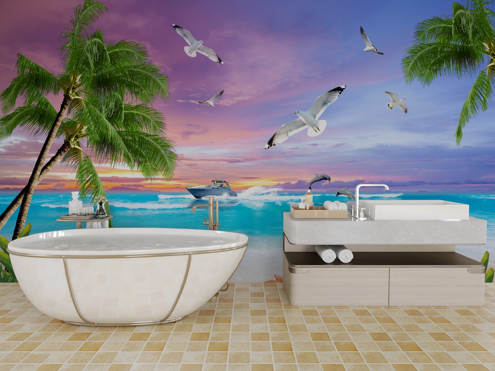 Fototapeta tropikalne wybrzeże i łódź