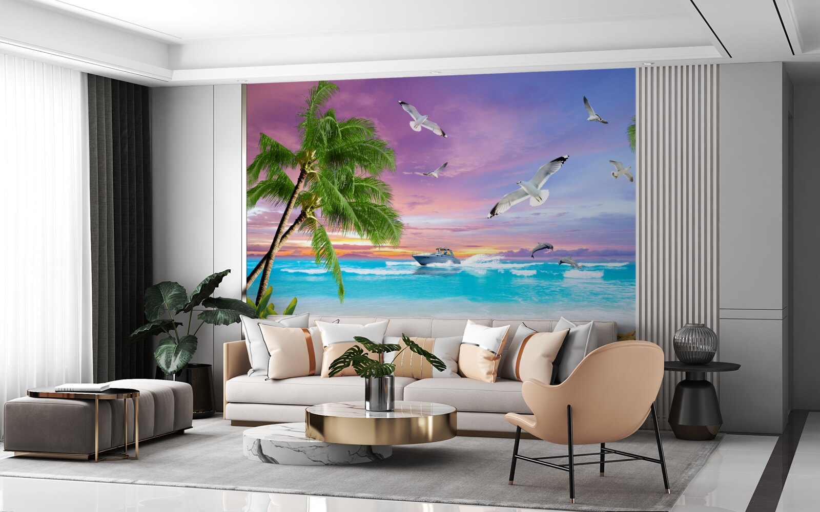 Fototapeta tropikalne wybrzeże i łódź