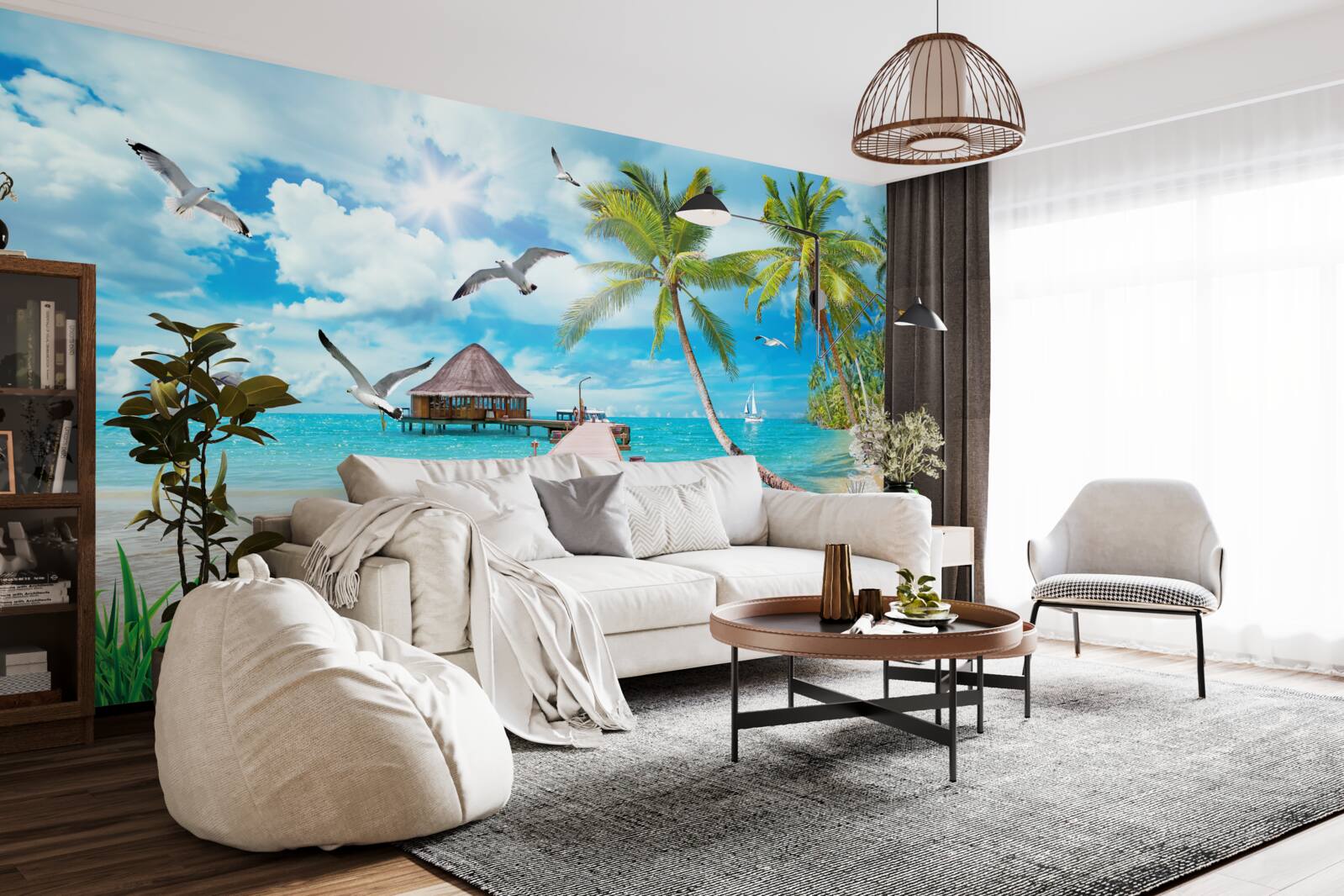 Fototapeta mewy i molo nad morzem