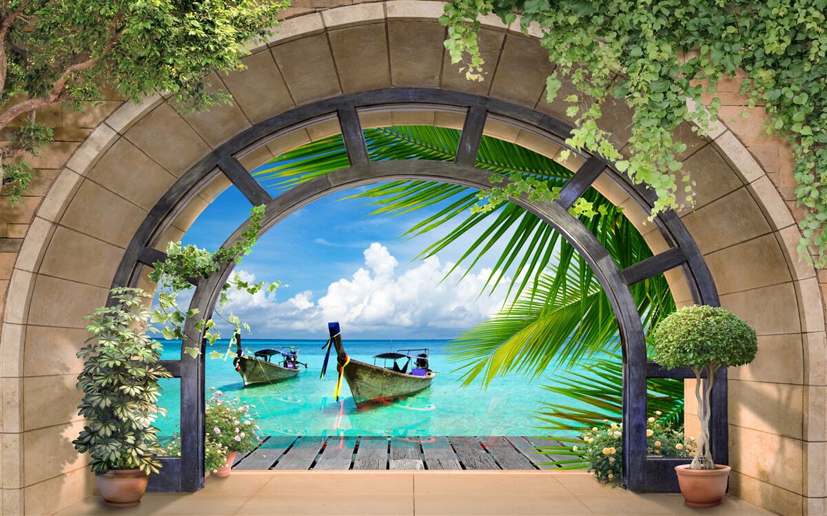 Fototapeta szyberdach z panoramą błękitnej wody morza