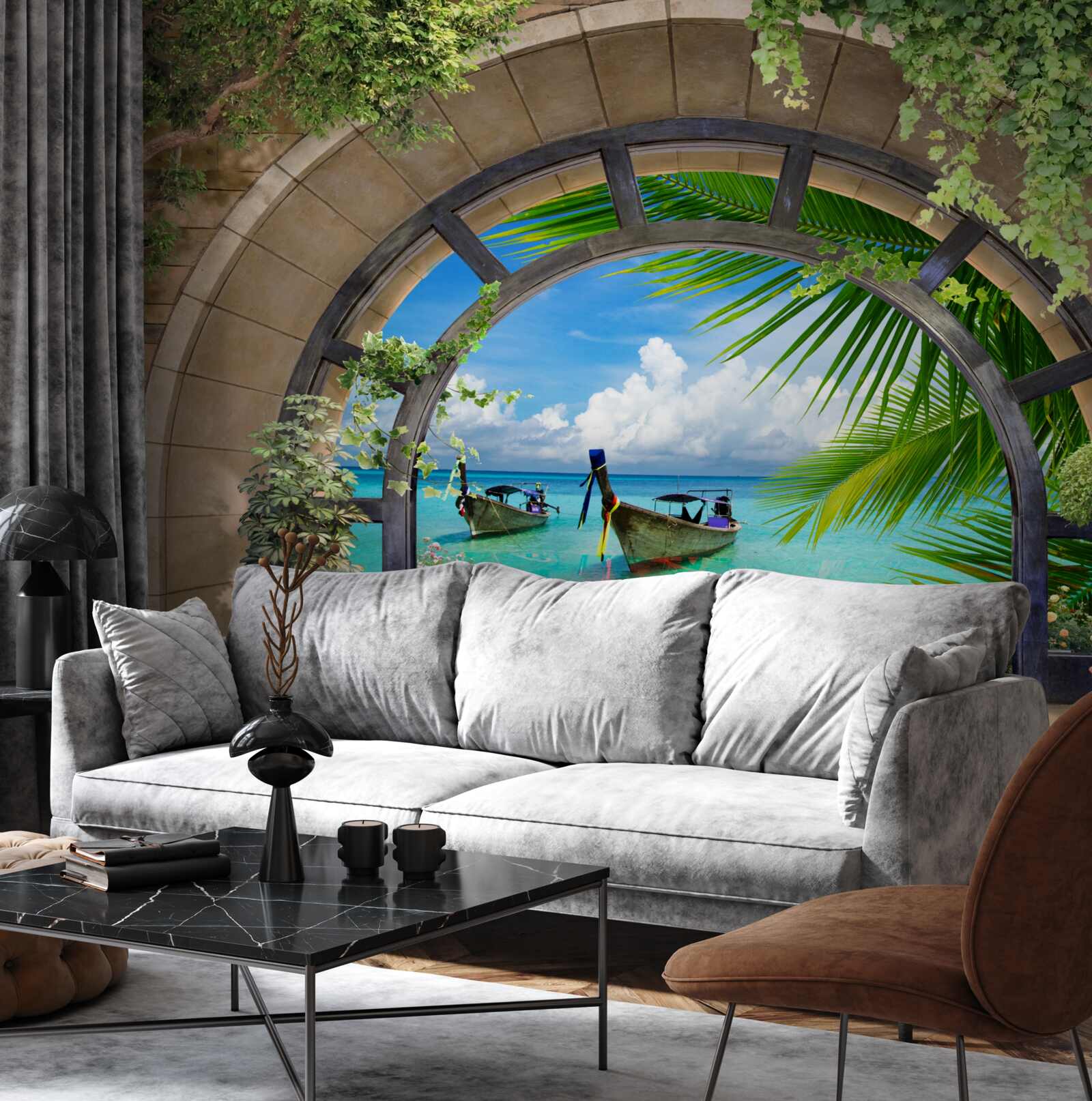 Fototapeta szyberdach z panoramą błękitnej wody morza