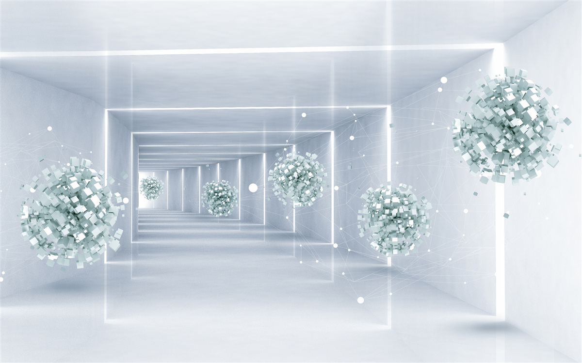 Fototapeta widok na tunel i kule rozciągające się w oddali