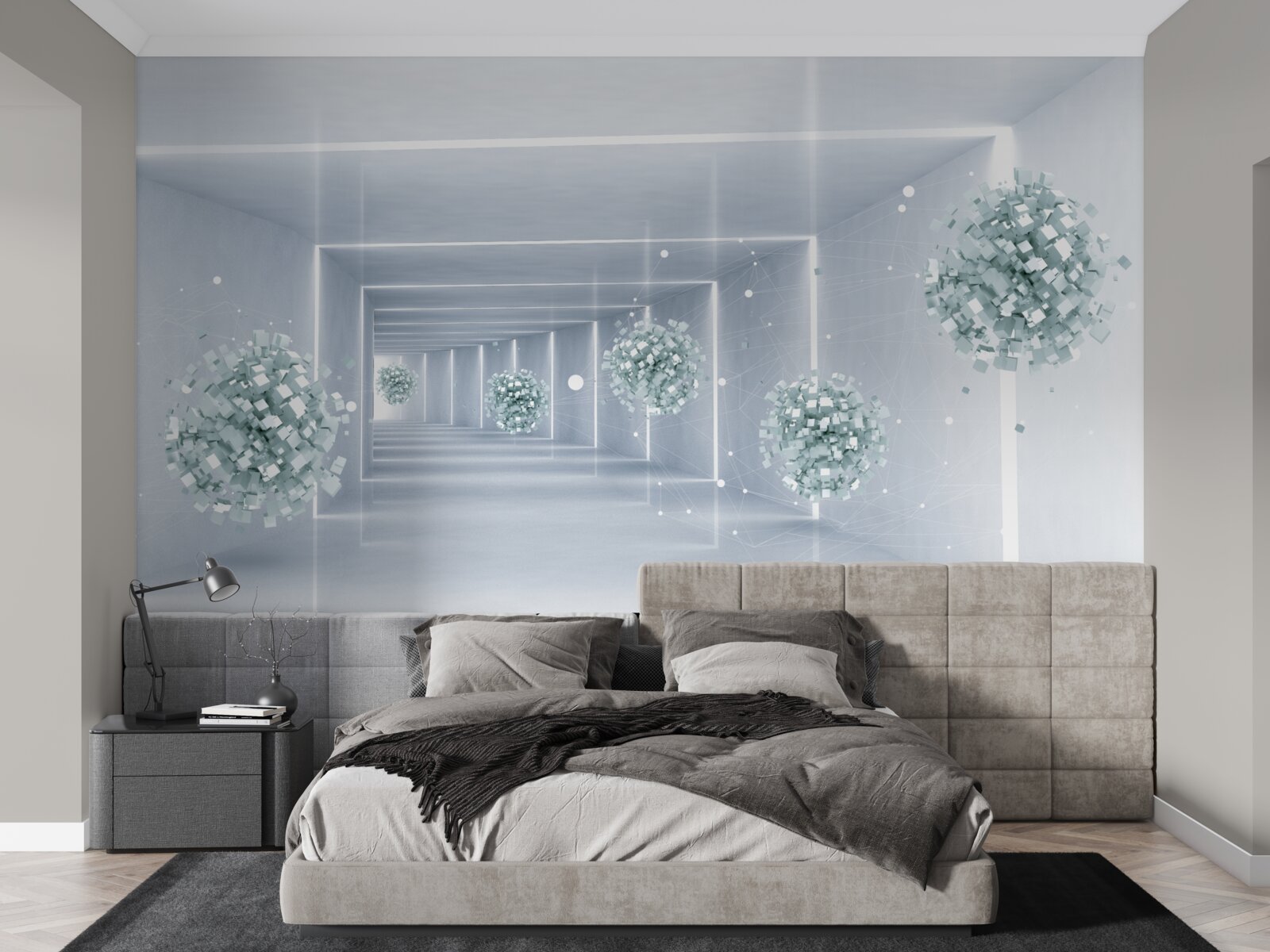 Fototapeta widok na tunel i kule rozciągające się w oddali