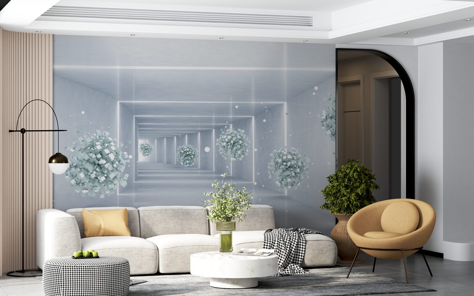 Fototapeta widok na tunel i kule rozciągające się w oddali