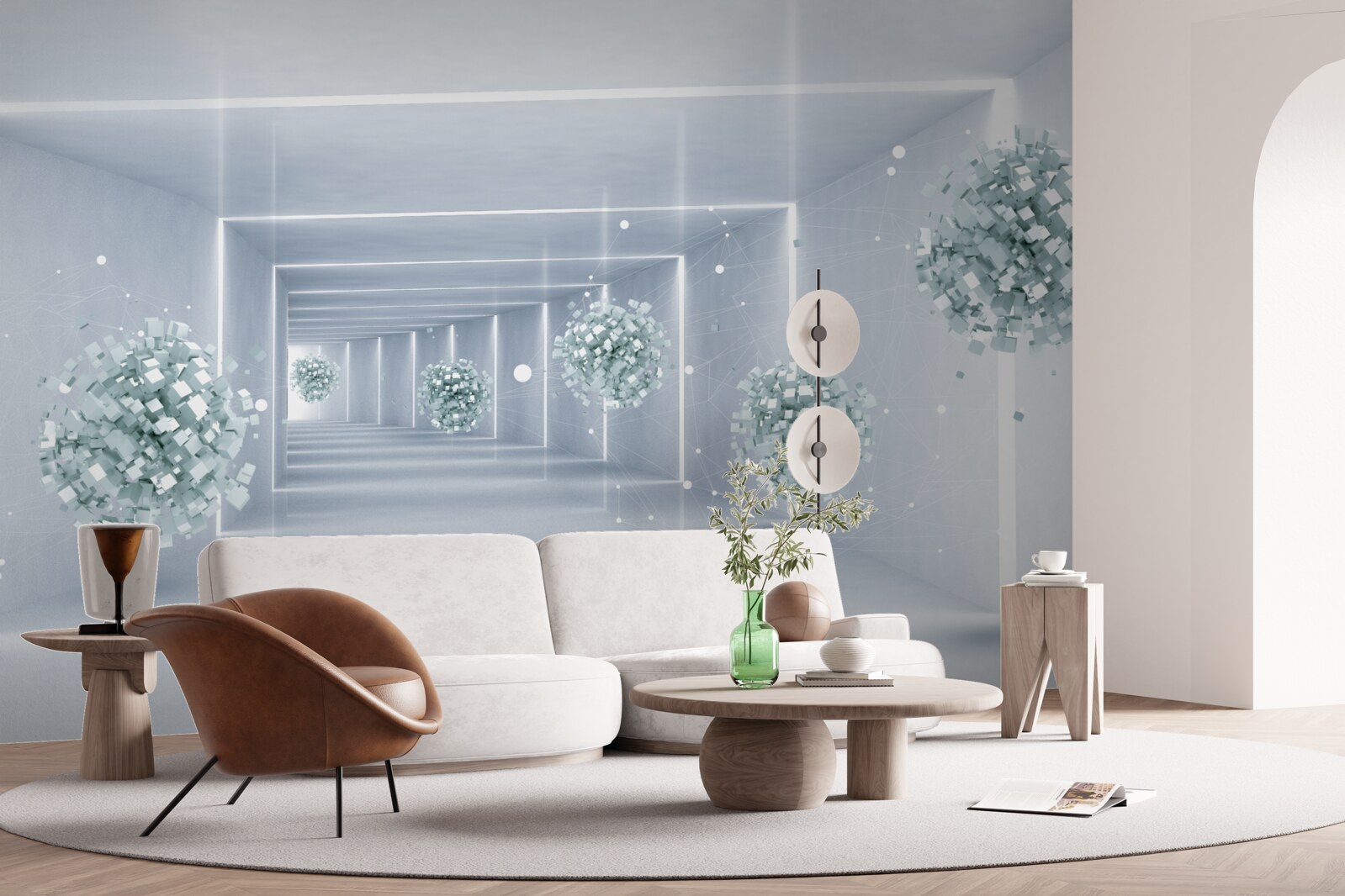 Fototapeta widok na tunel i kule rozciągające się w oddali