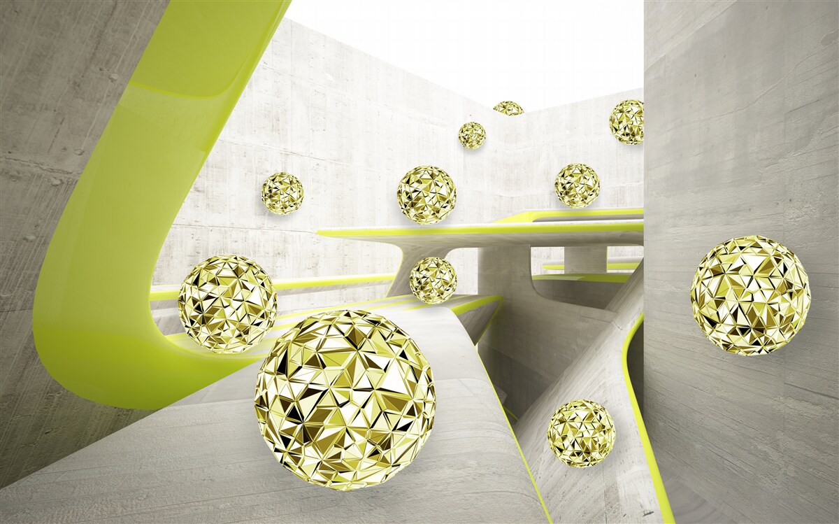 Fototapeta złote kule toczą się w dół