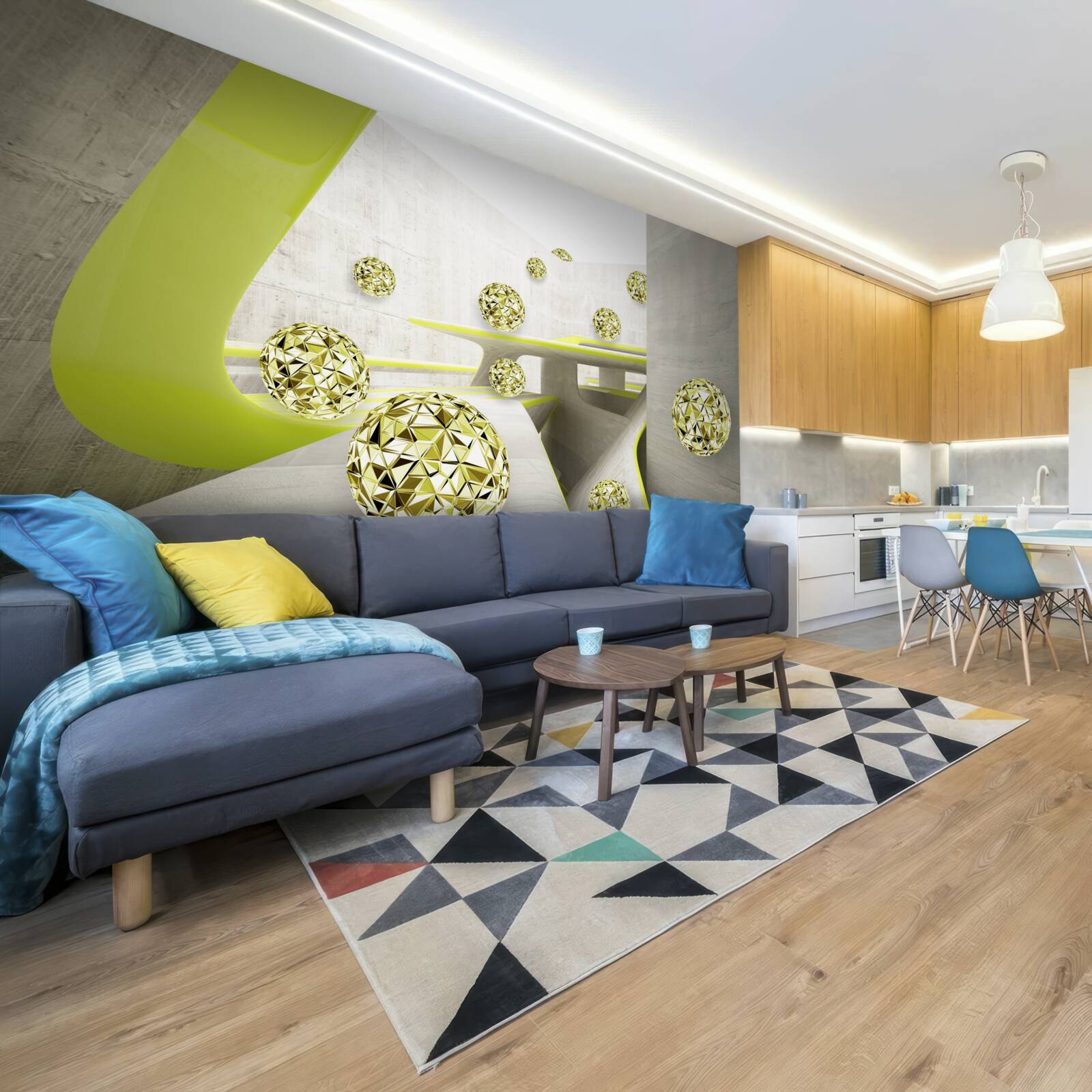 Fototapeta złote kule toczą się w dół