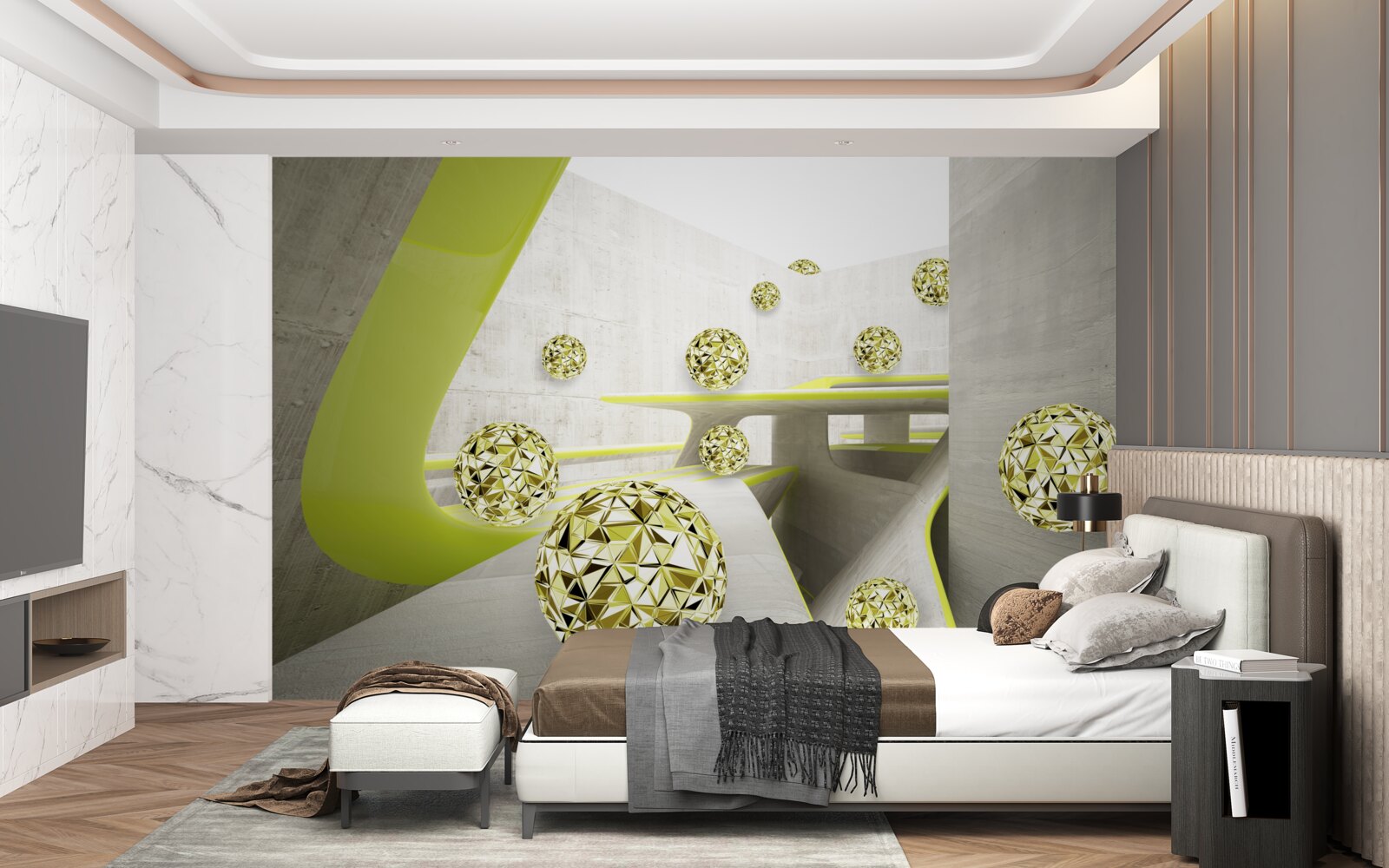 Fototapeta złote kule toczą się w dół