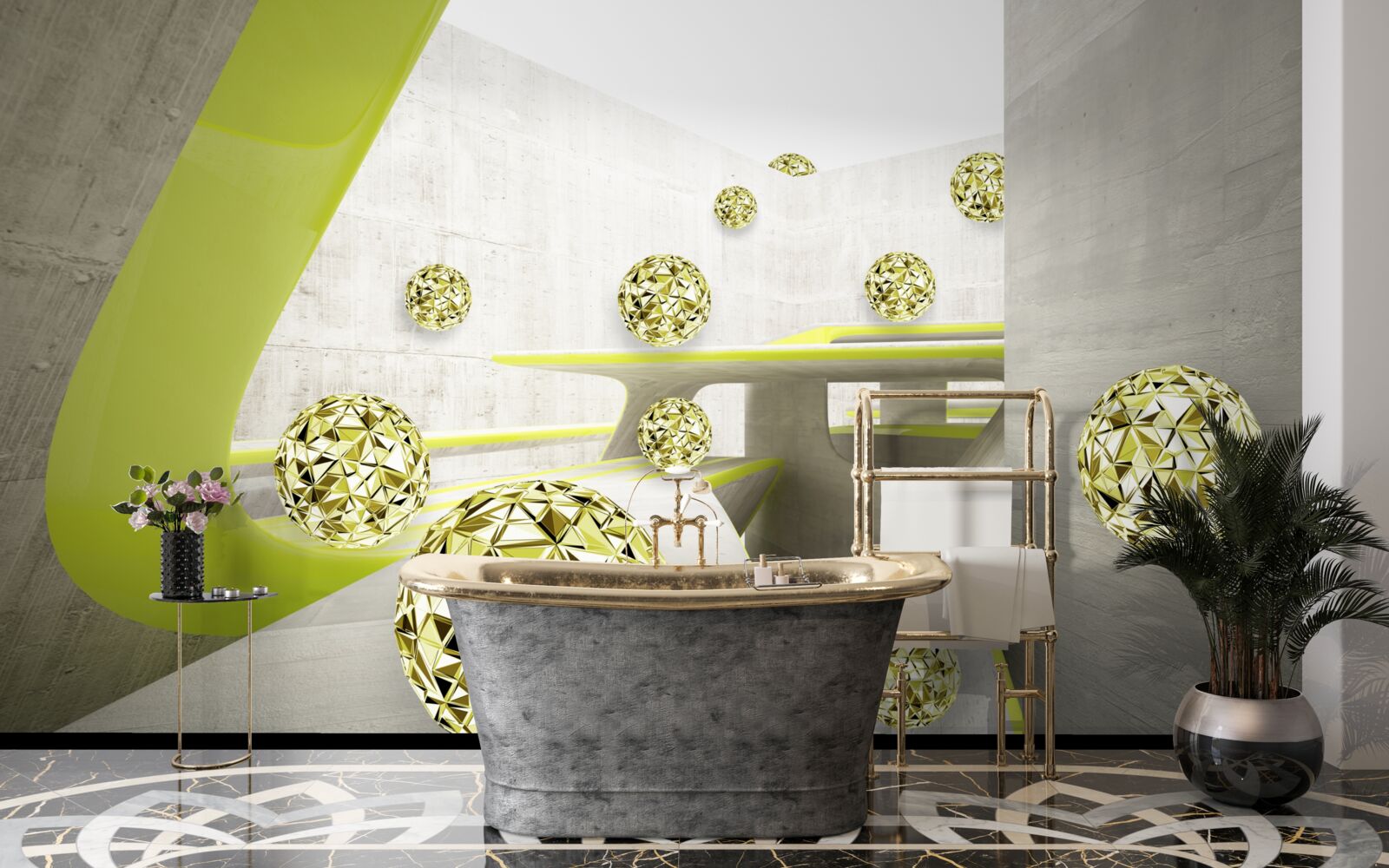 Fototapeta złote kule toczą się w dół