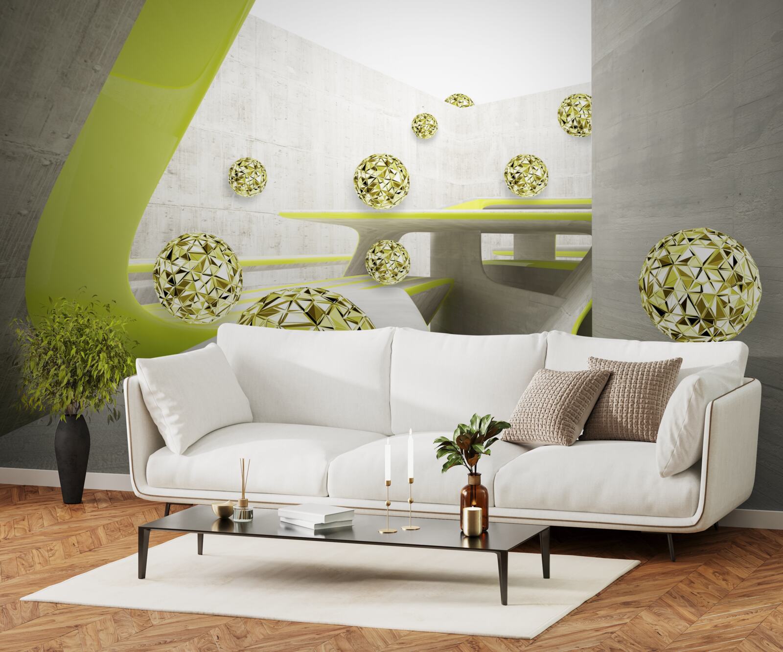 Fototapeta złote kule toczą się w dół