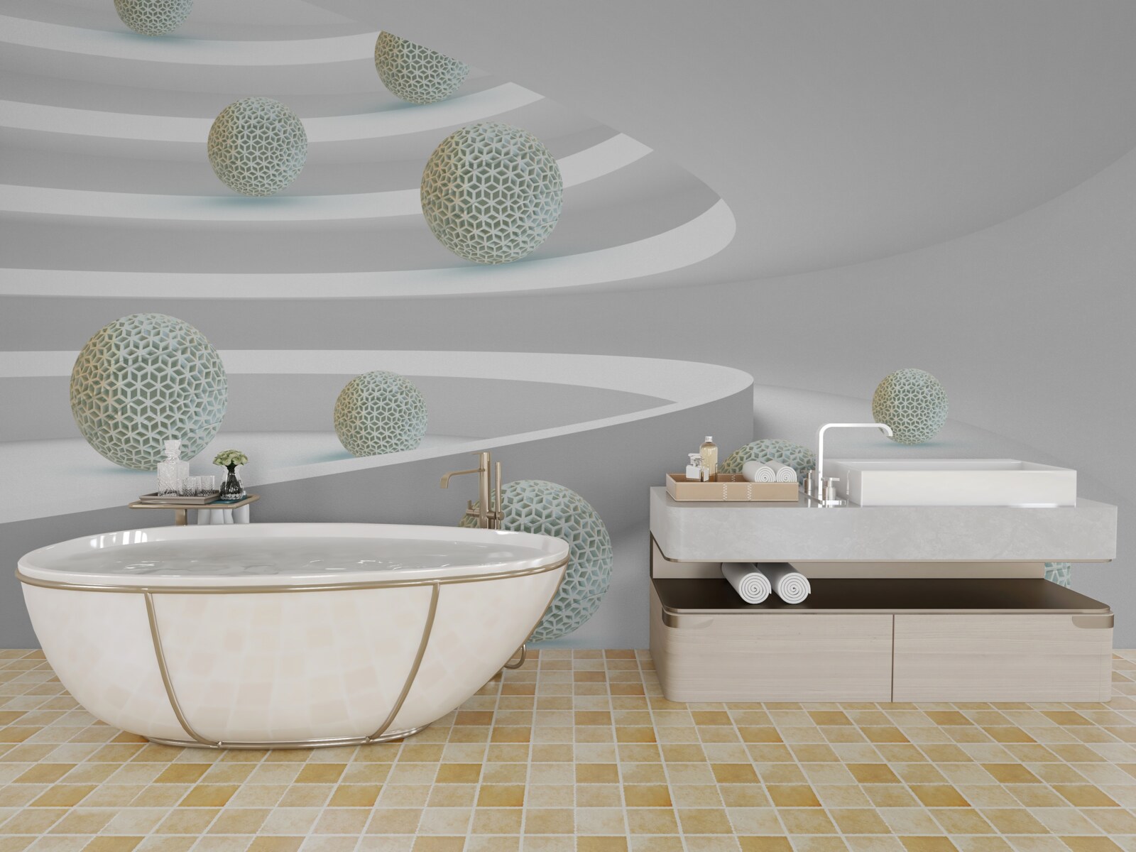 Fototapeta kule opadają w dół po okrągłych torach