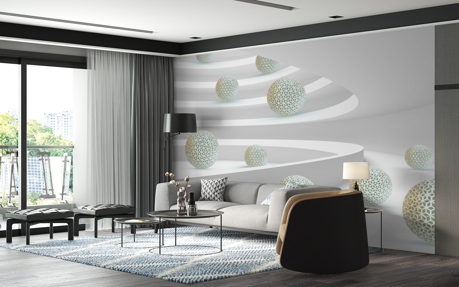 Fototapeta kule opadają w dół po okrągłych torach