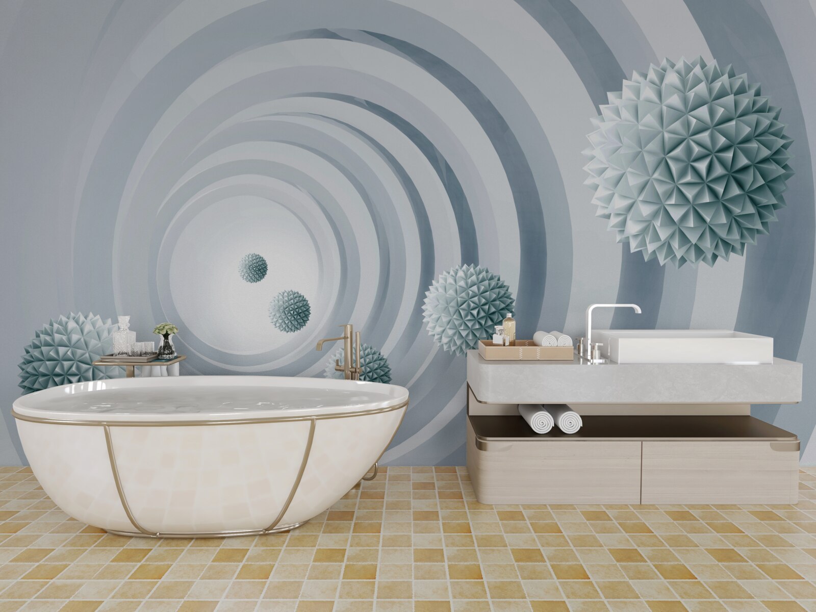 Fototapeta kule znikają w okrągłym przejściu