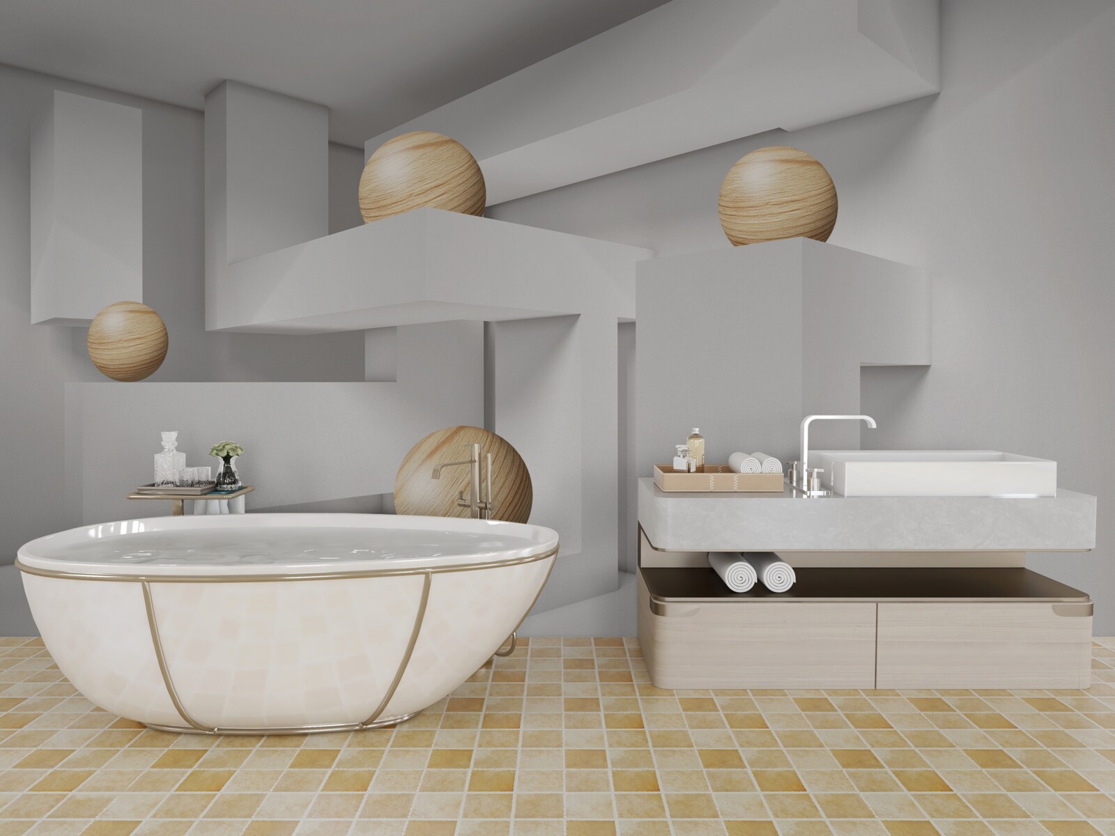 Fototapeta kule złota na cokołach