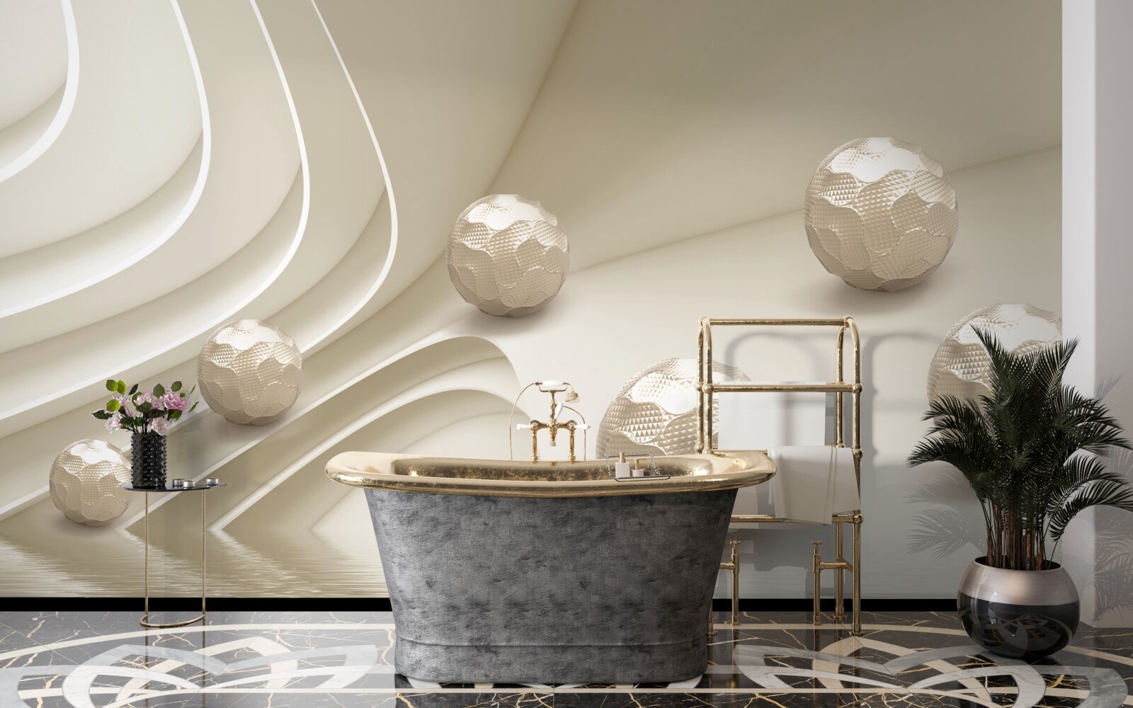 Fototapeta fasetowane kule toczące się w dół