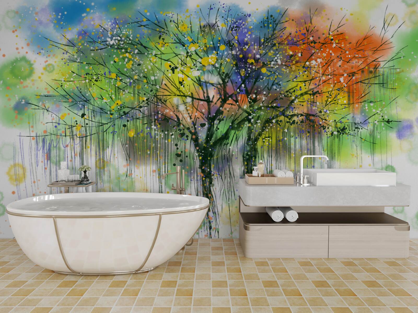 Fototapeta jesienny las jest pełen jasnych kolorów