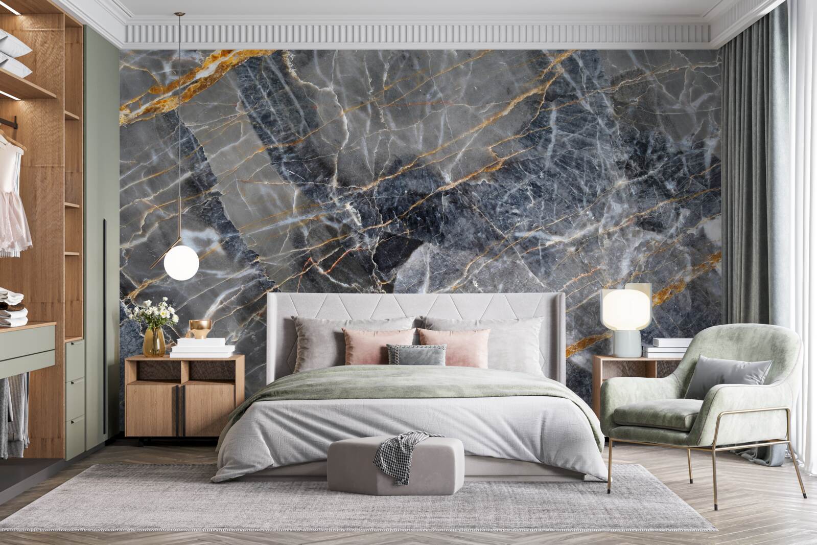 Fototapeta czarny marmur ze złotymi żyłkami