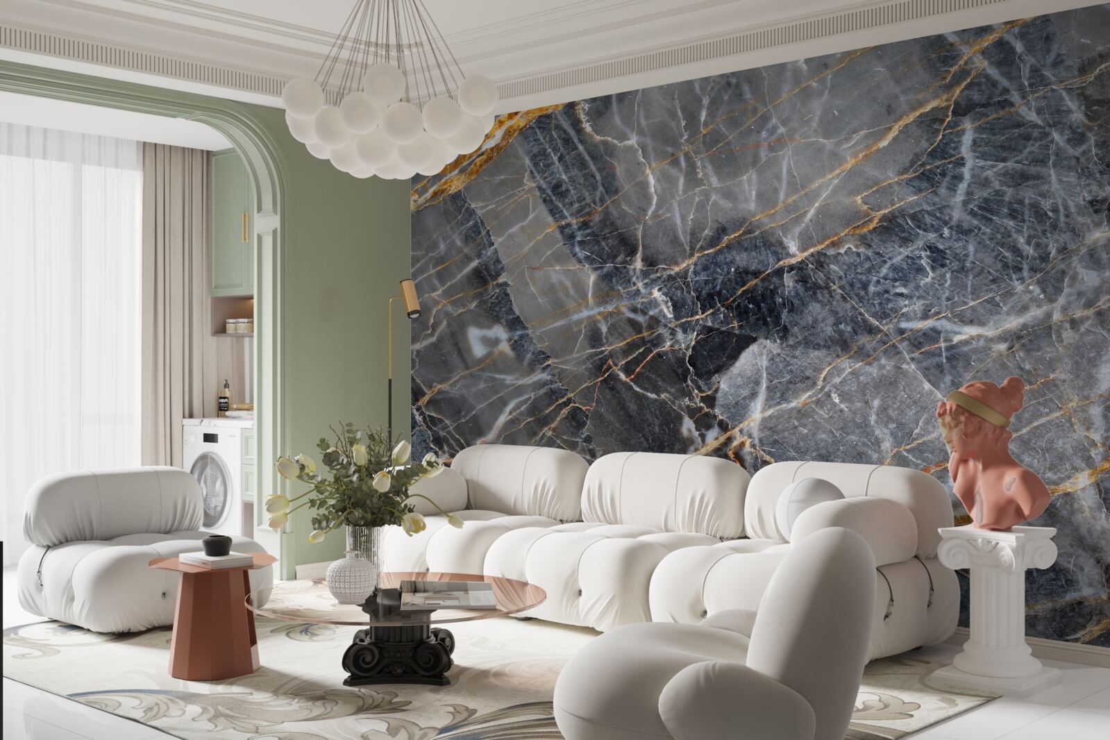 Fototapeta czarny marmur ze złotymi żyłkami