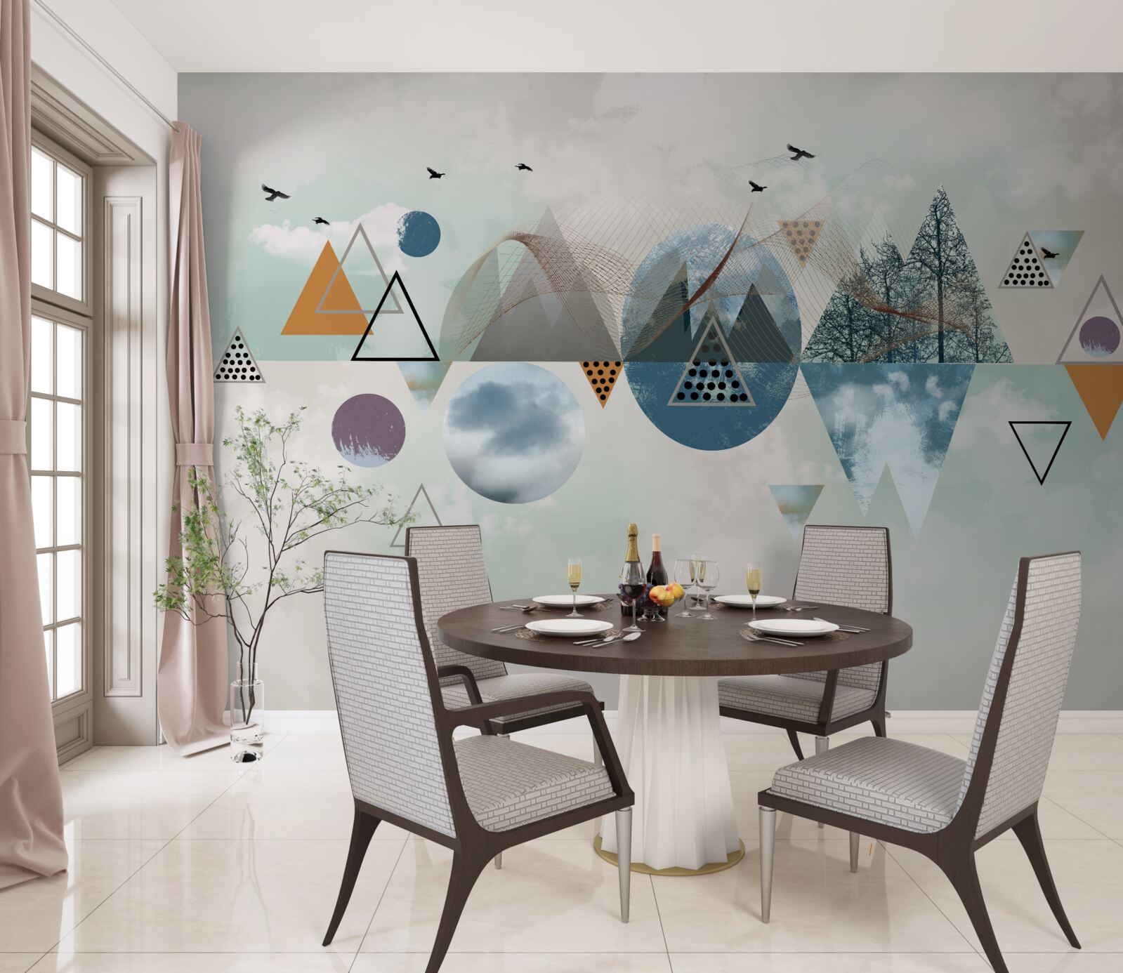 Fototapeta las w górach i przestrzeń lazurowego nieba