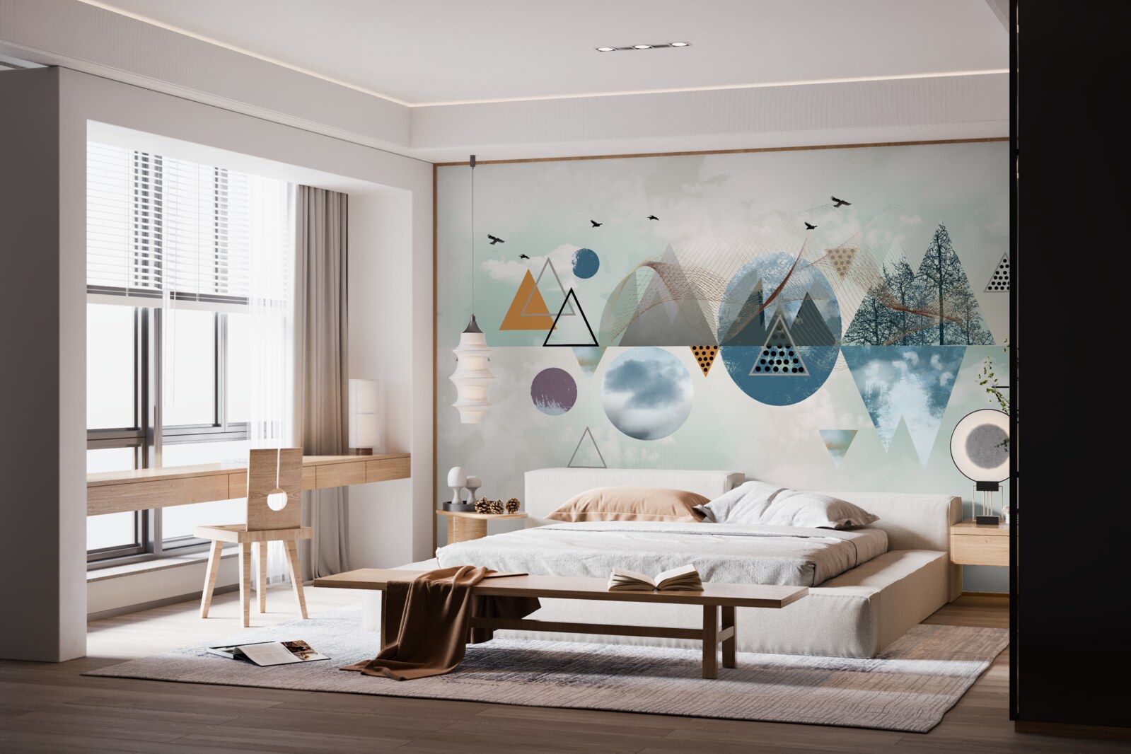 Fototapeta las w górach i przestrzeń lazurowego nieba