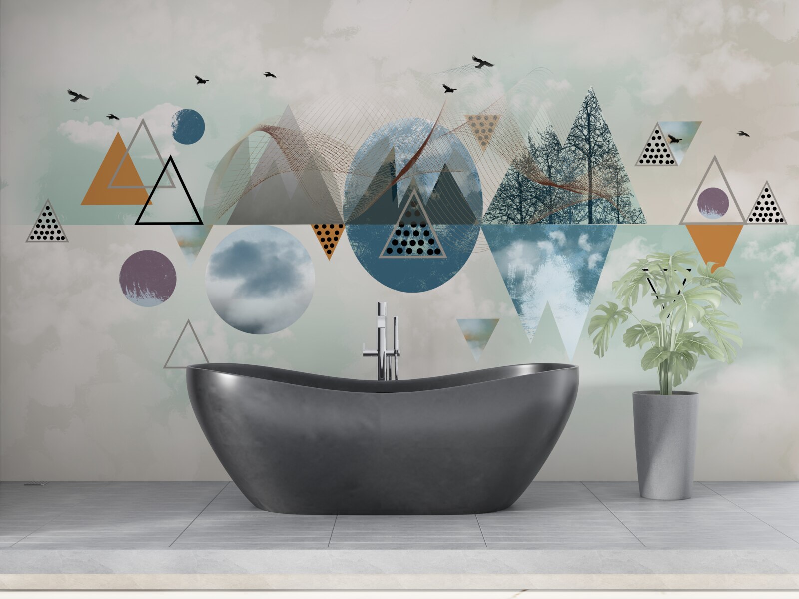 Fototapeta las w górach i przestrzeń lazurowego nieba