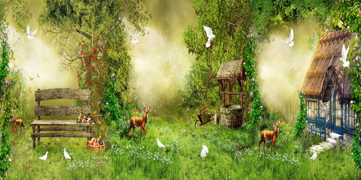 Fototapeta magiczna chatka wśród drzew