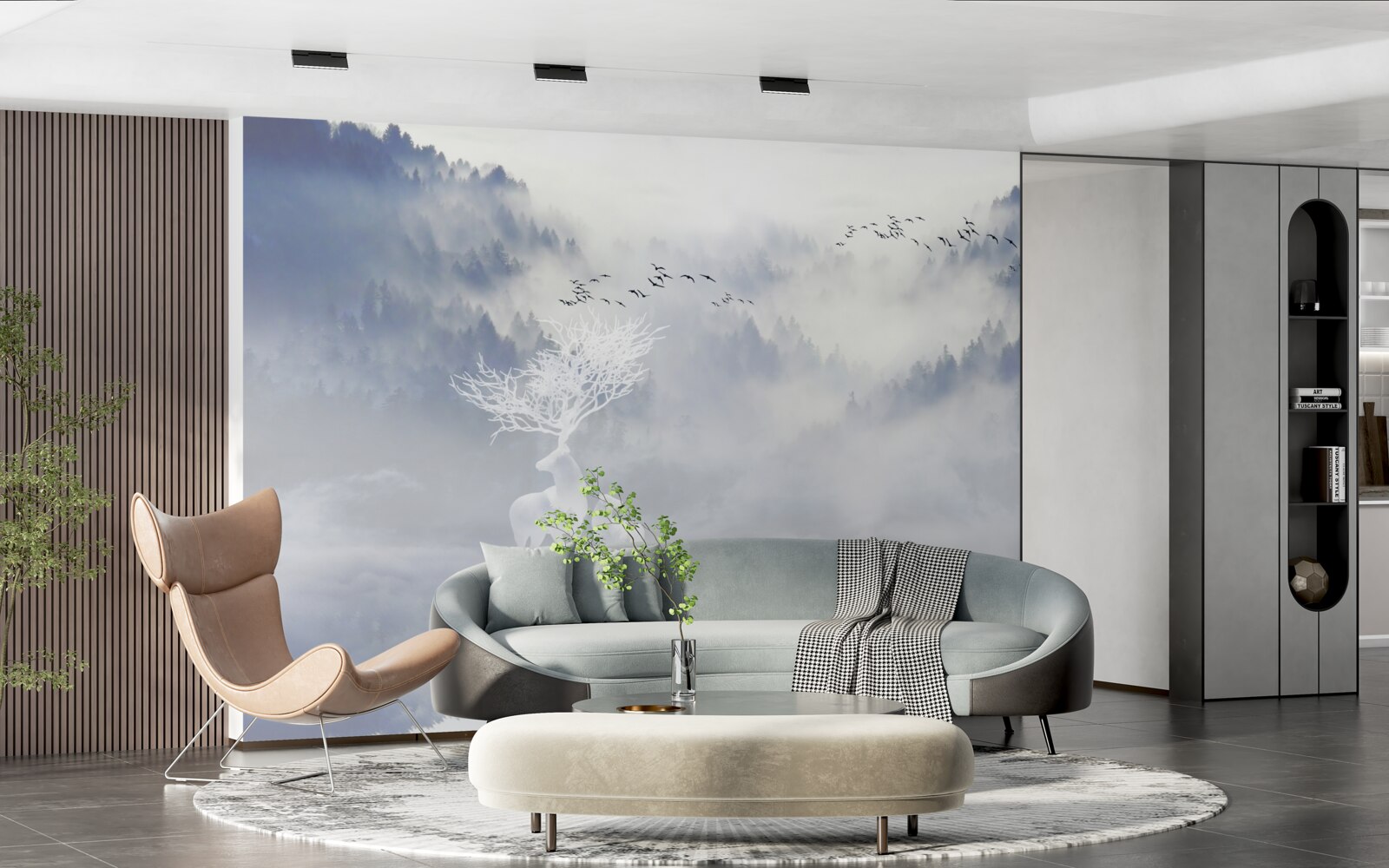 Fototapeta mglisty las zamieszkiwała szlachecka rodzina jeleniowatych