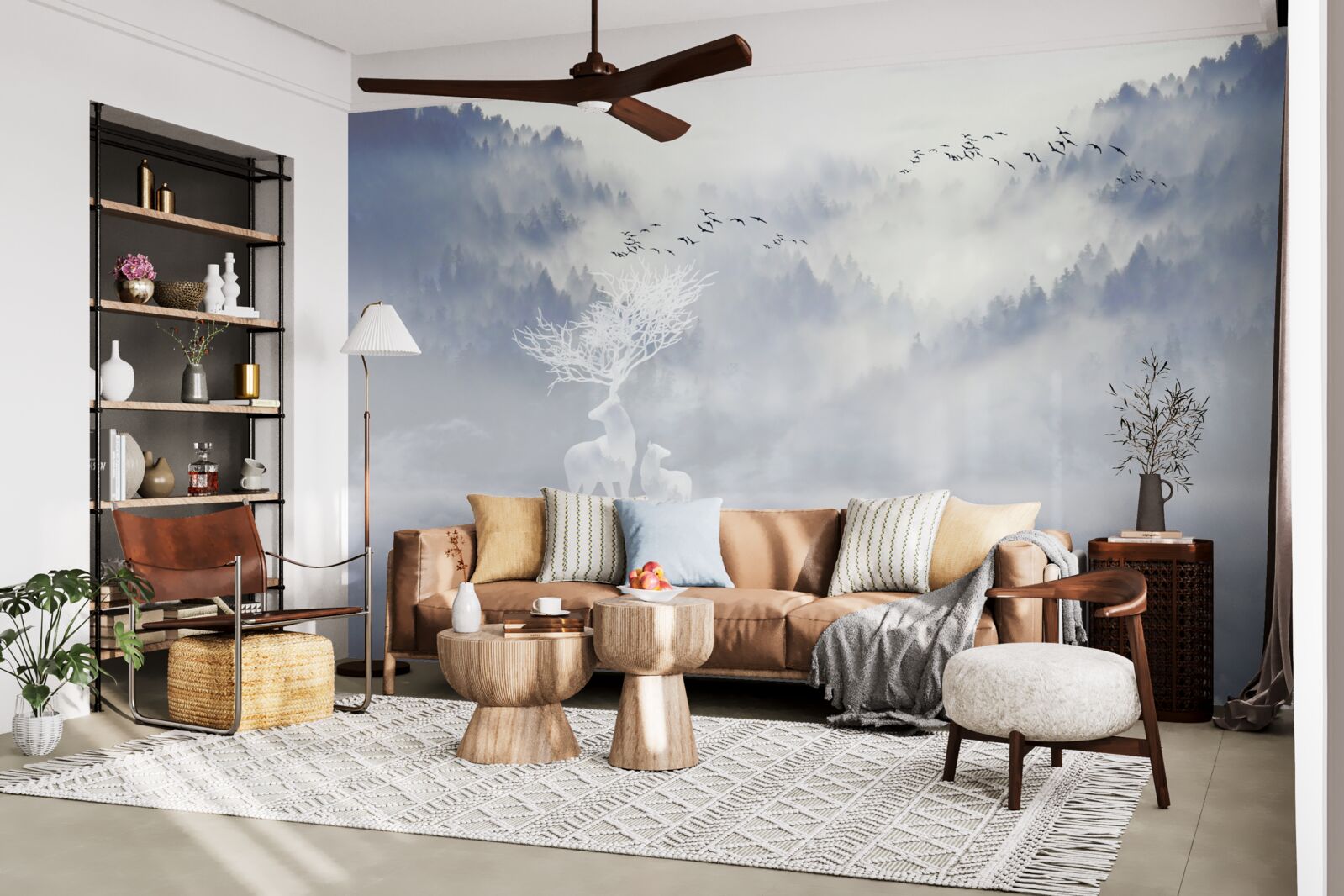 Fototapeta mglisty las zamieszkiwała szlachecka rodzina jeleniowatych