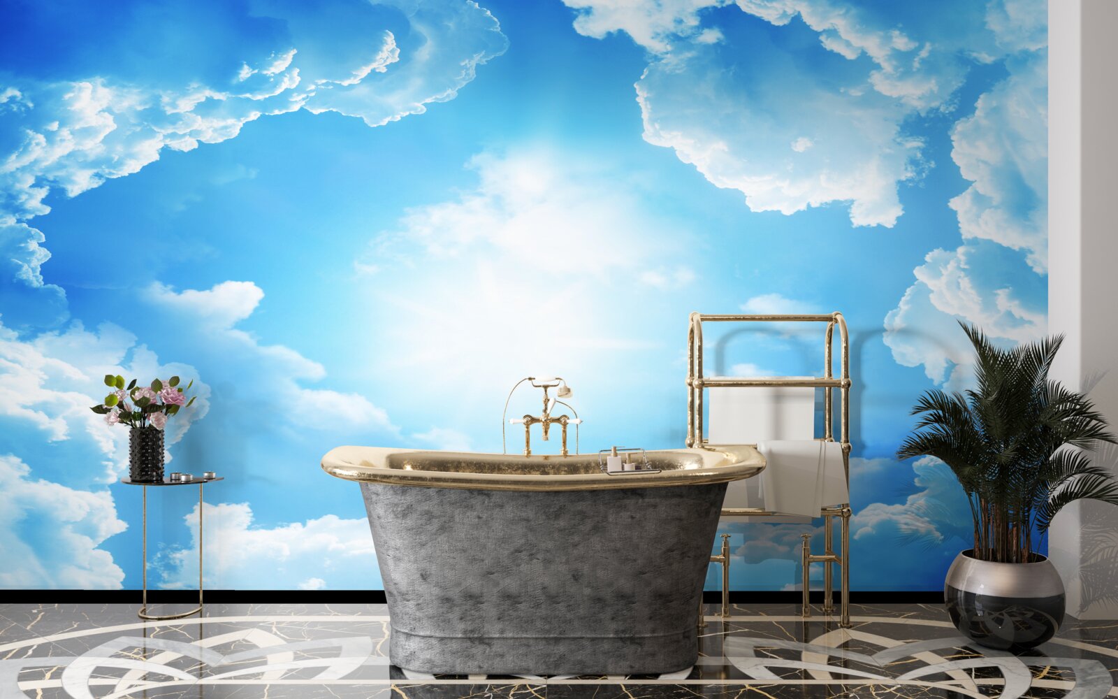 Fototapeta hipnotyzujące niebo rozświetla jasne słońce