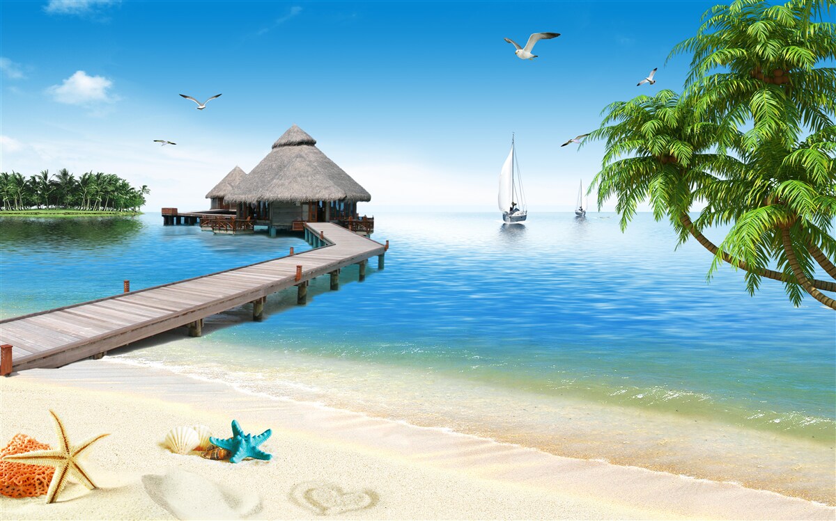 Fototapeta spokojna laguna na wyspie