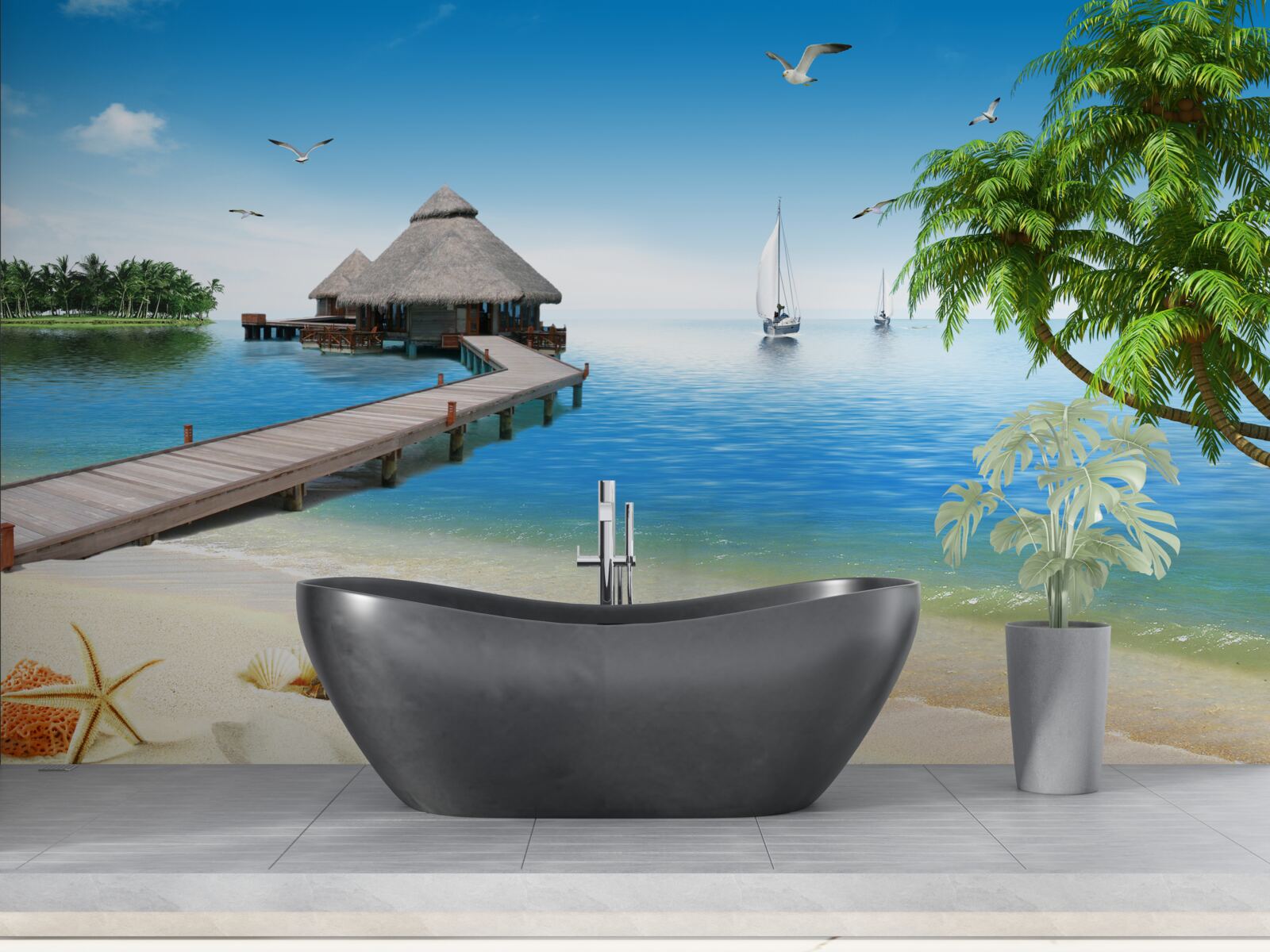 Fototapeta spokojna laguna na wyspie