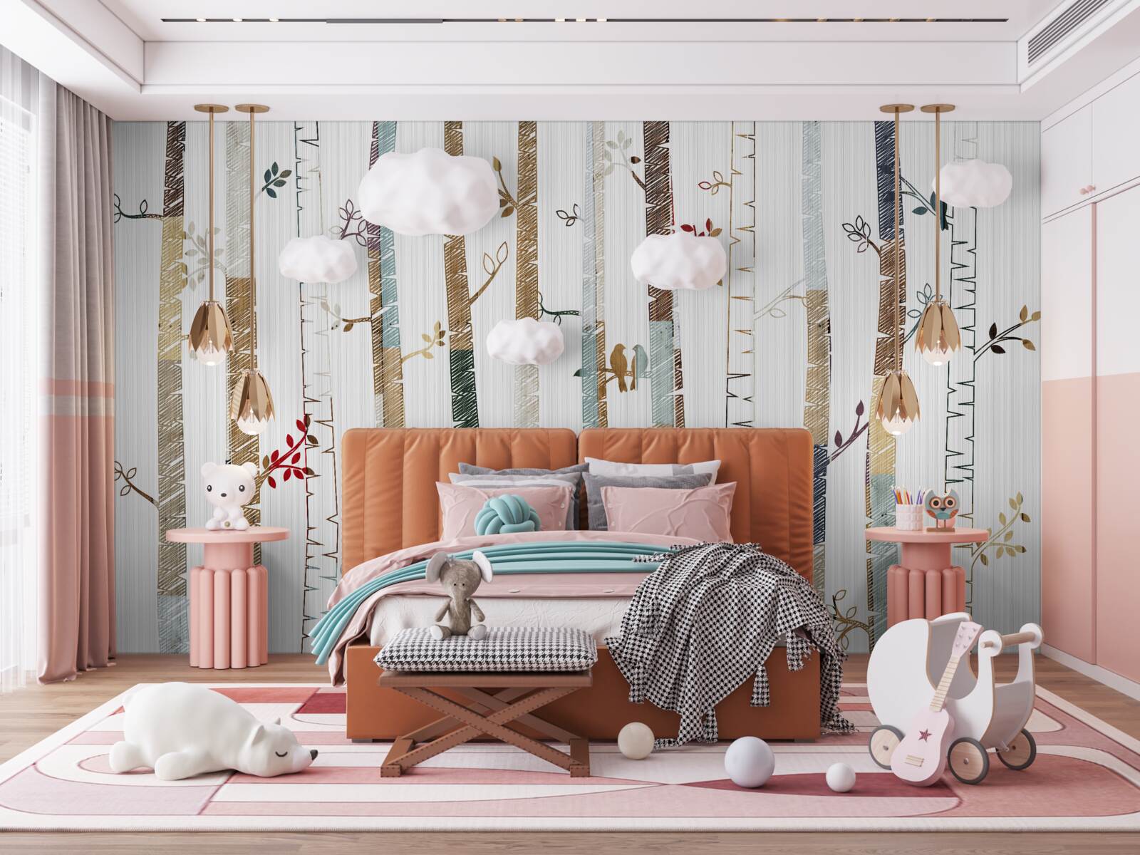 Fototapeta ilustracja pełna wdzięku brzoz w kolorze