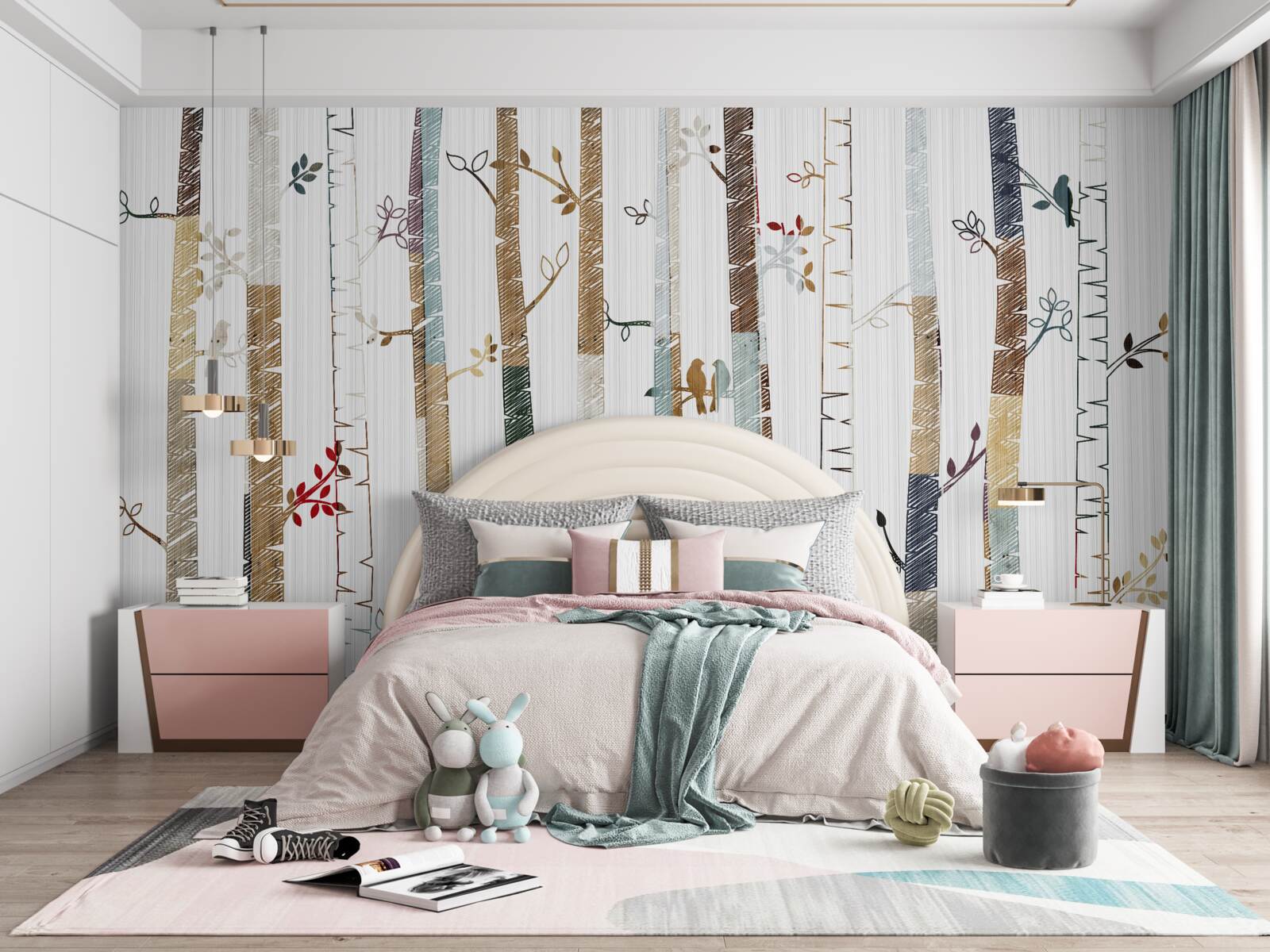 Fototapeta ilustracja pełna wdzięku brzoz w kolorze