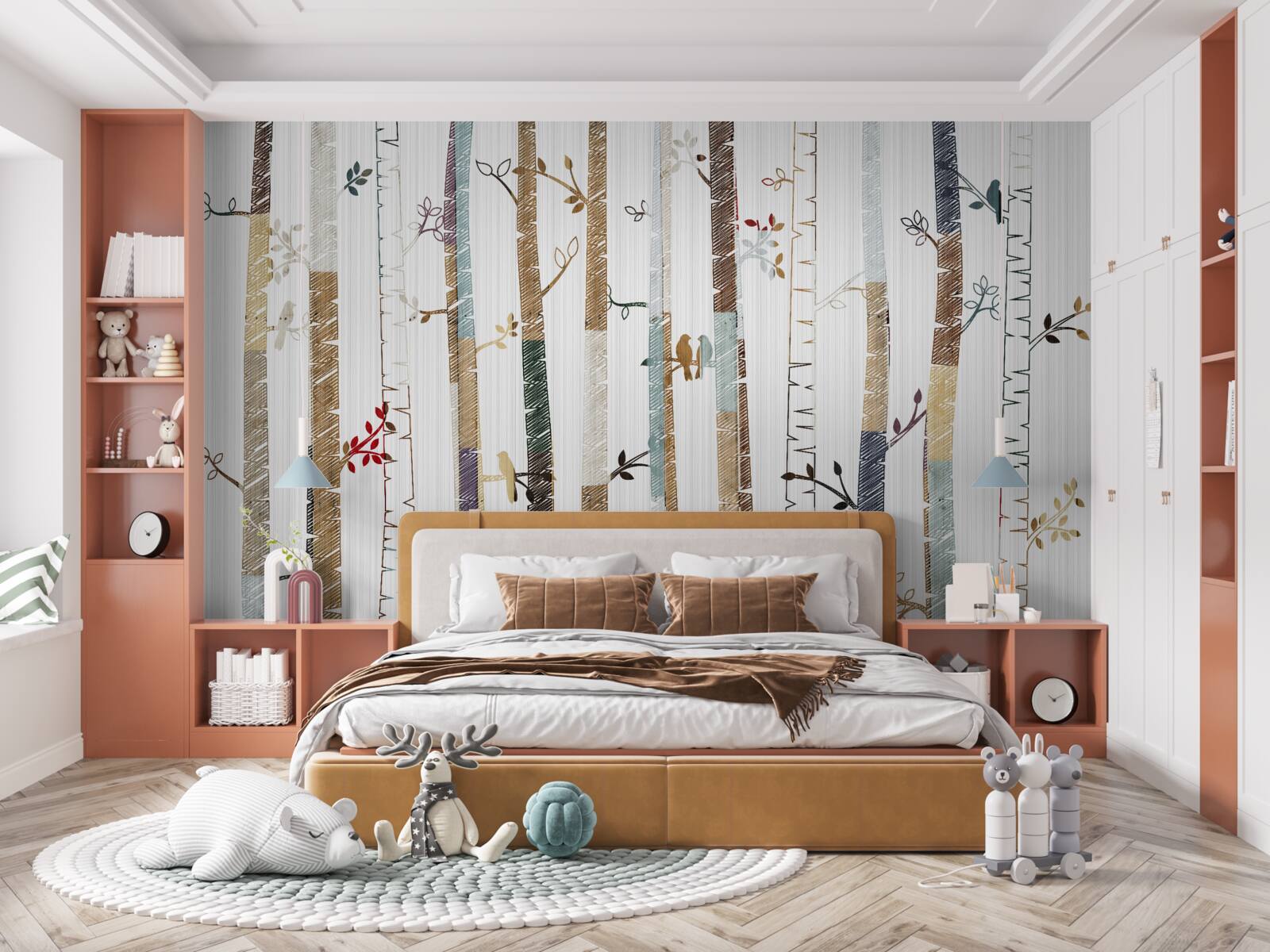 Fototapeta ilustracja pełna wdzięku brzoz w kolorze