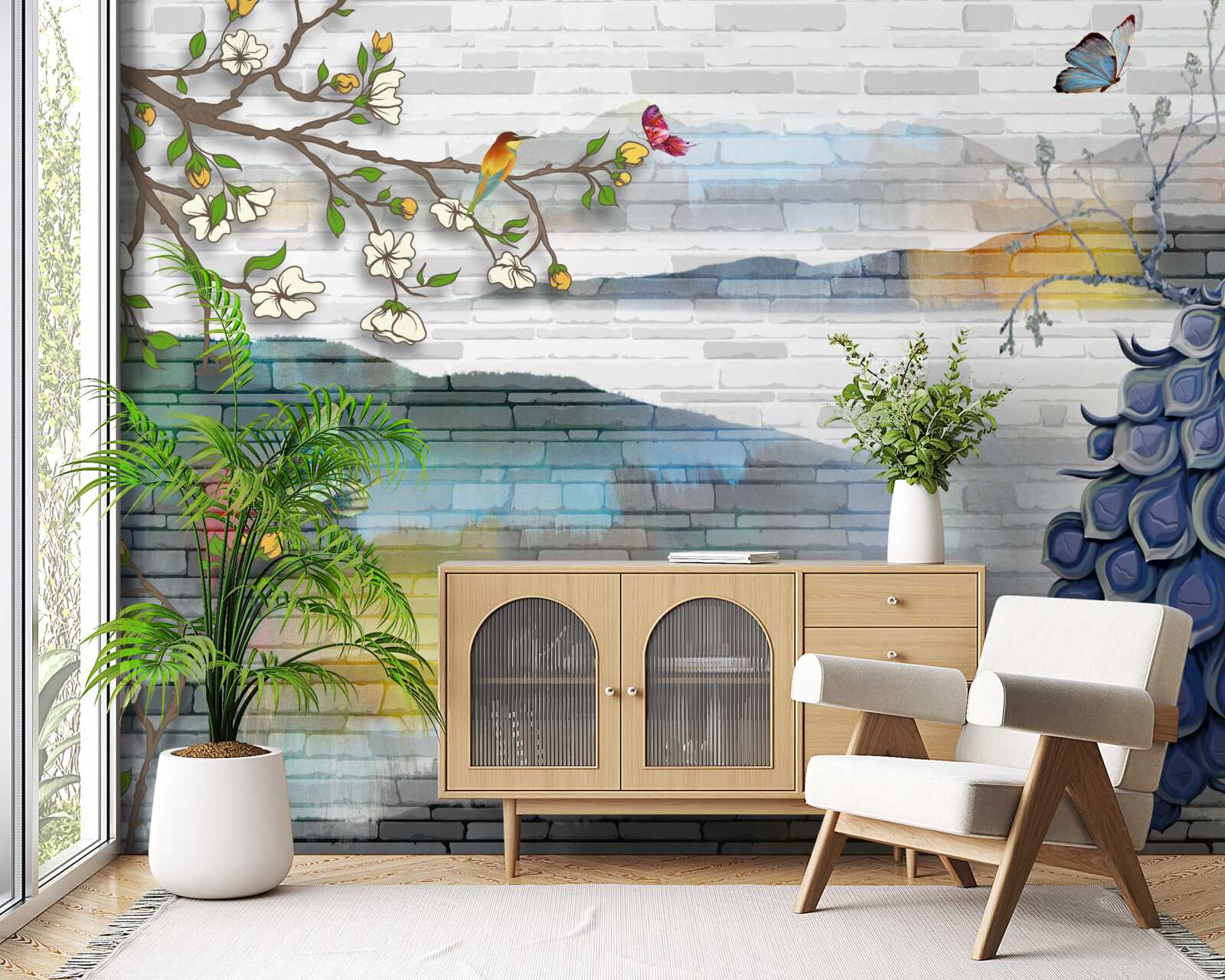 Fototapeta abstrakcja gałęzi pawia i jaśminu