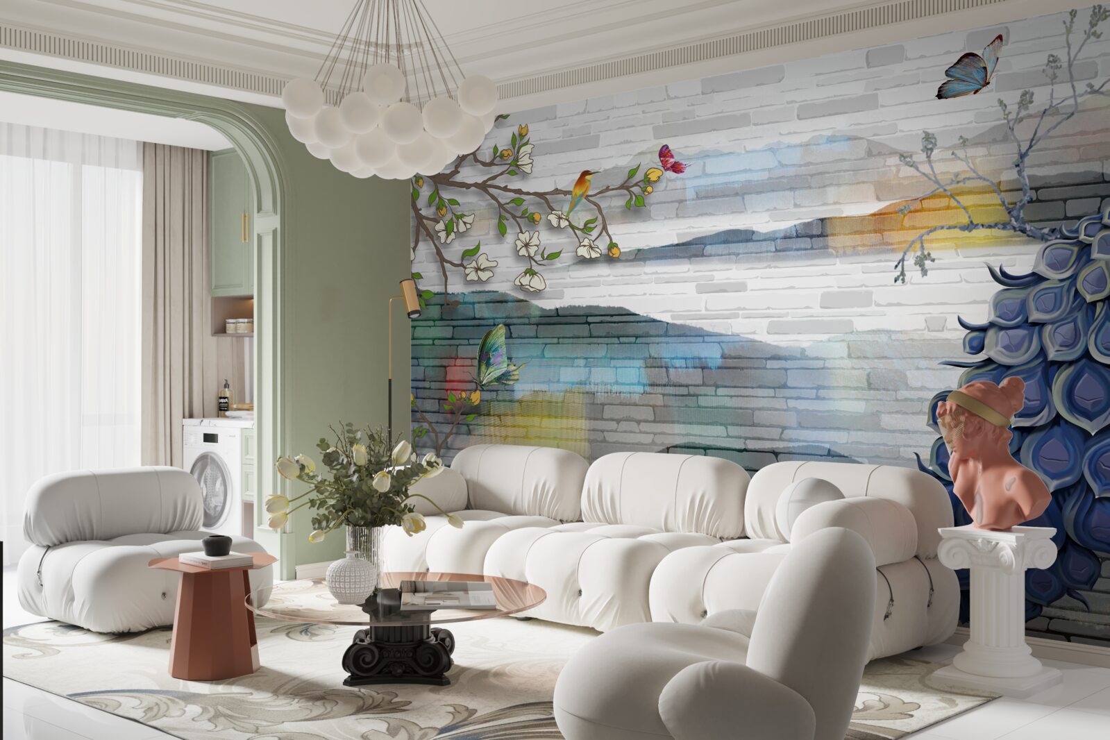 Fototapeta abstrakcja gałęzi pawia i jaśminu