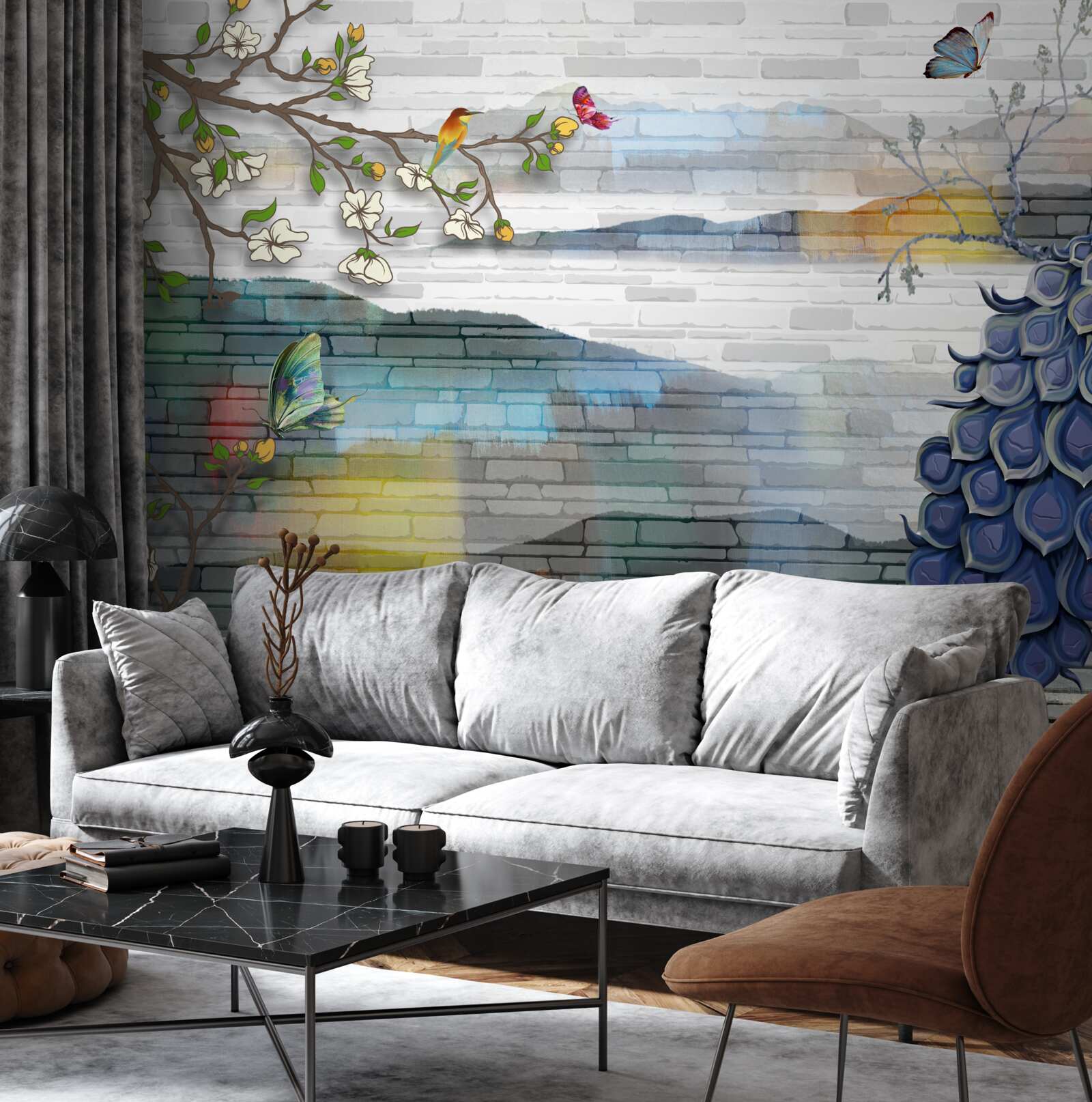 Fototapeta abstrakcja gałęzi pawia i jaśminu