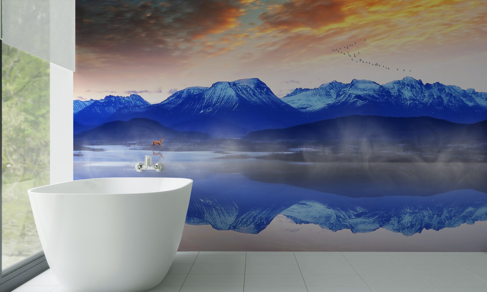 Fototapeta mglisty koc nad niestabilną powierzchnią wody