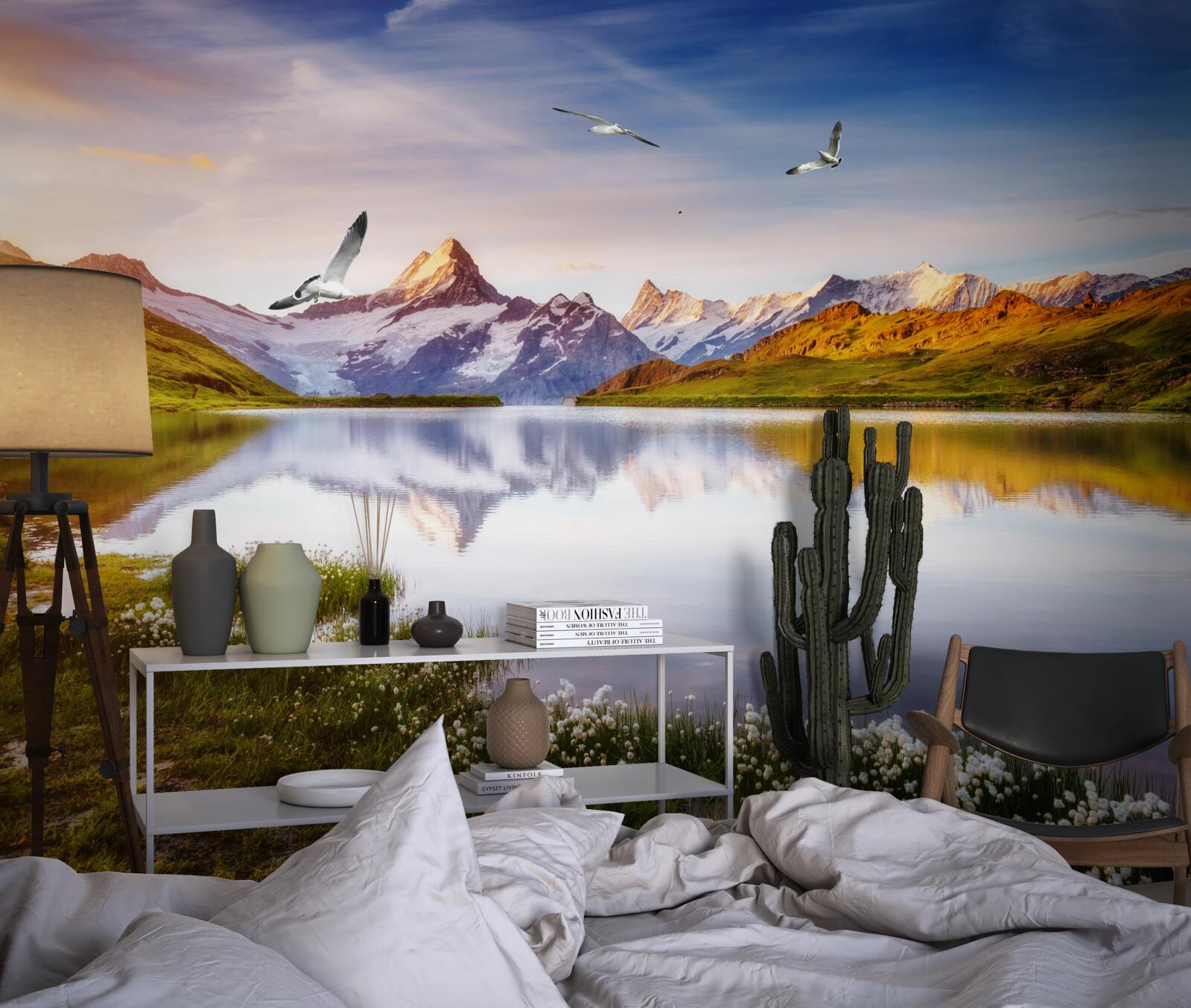 Fototapeta zachód słońca nad górską rzeką