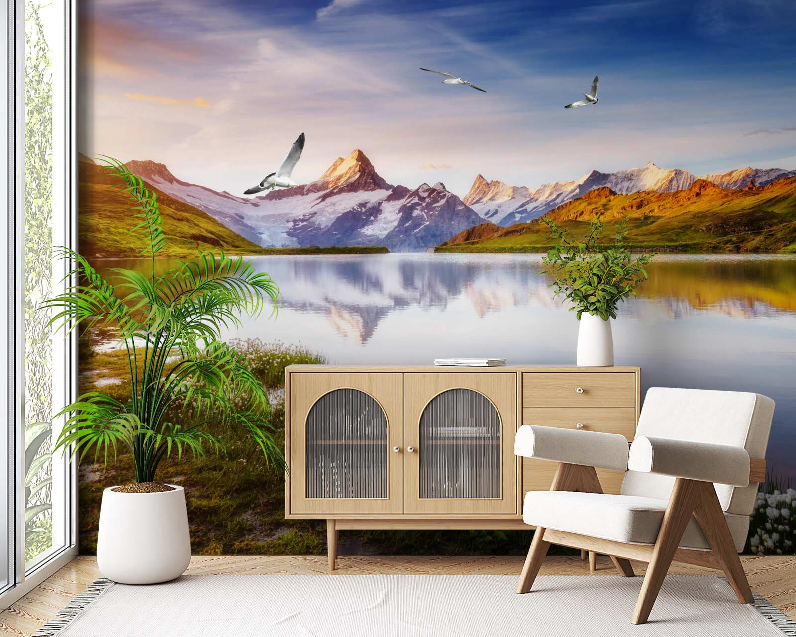 Fototapeta zachód słońca nad górską rzeką