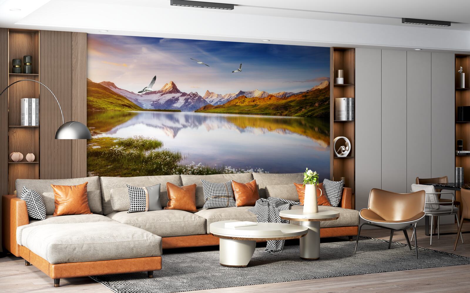 Fototapeta zachód słońca nad górską rzeką