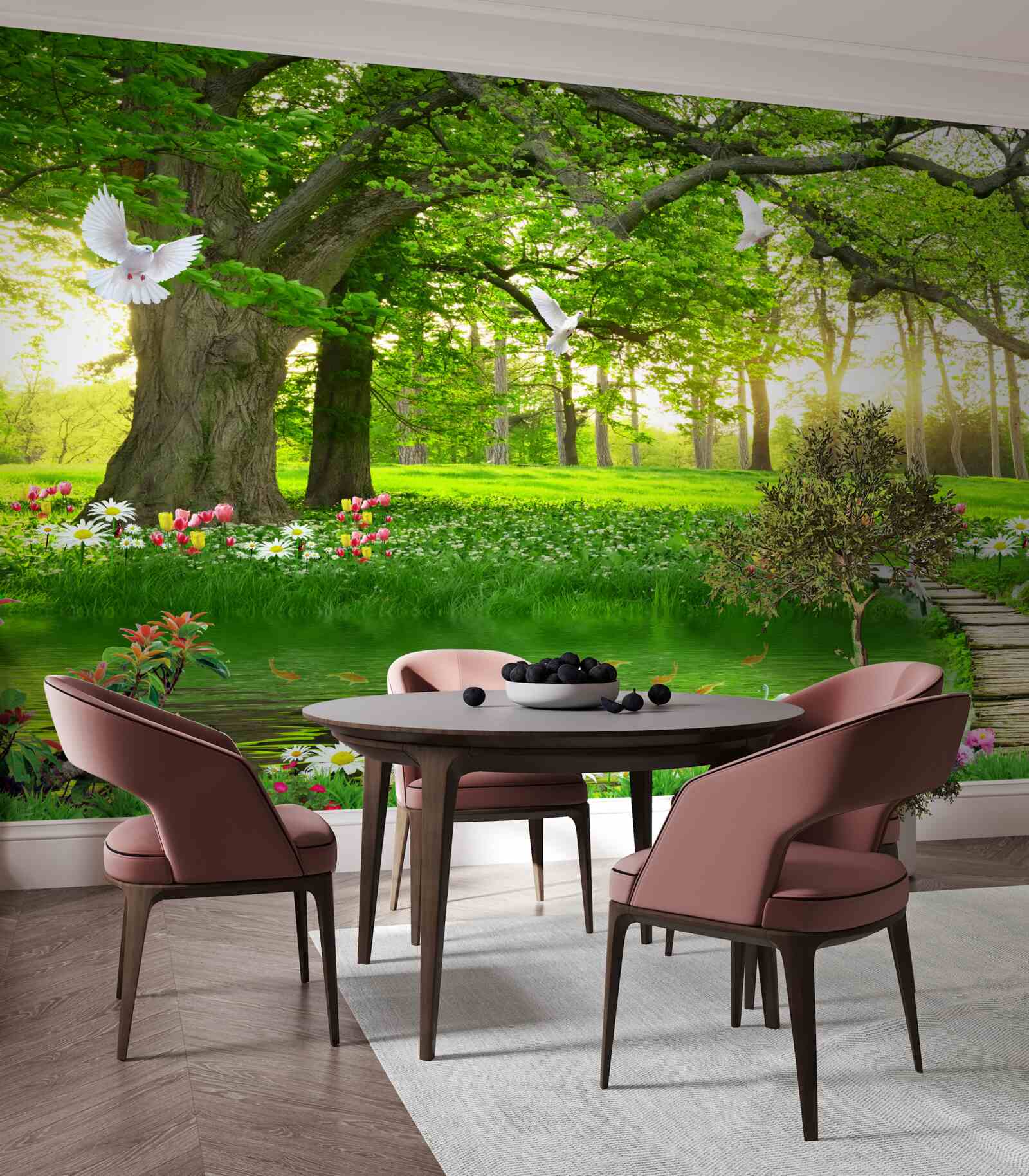 Fototapeta o świcie słoneczna łąka jest zielona