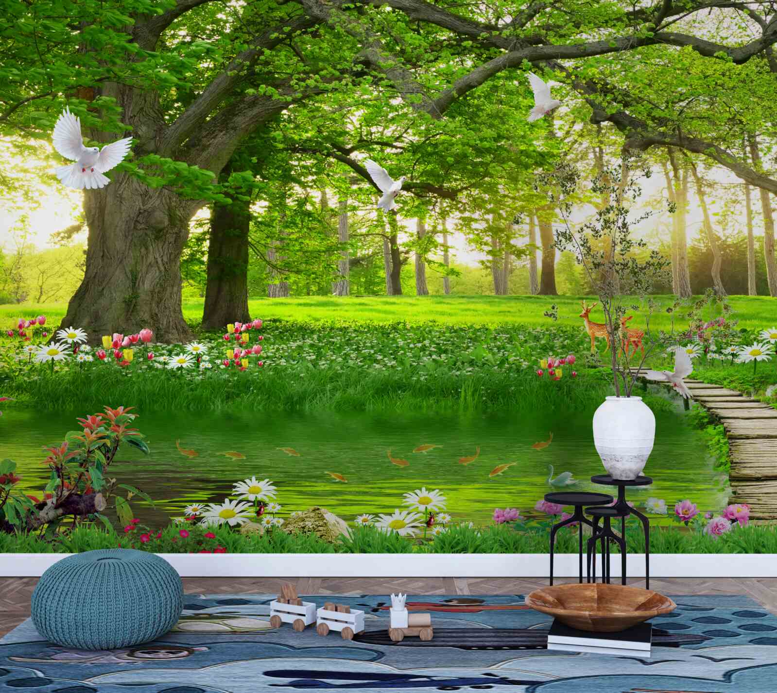 Fototapeta o świcie słoneczna łąka jest zielona