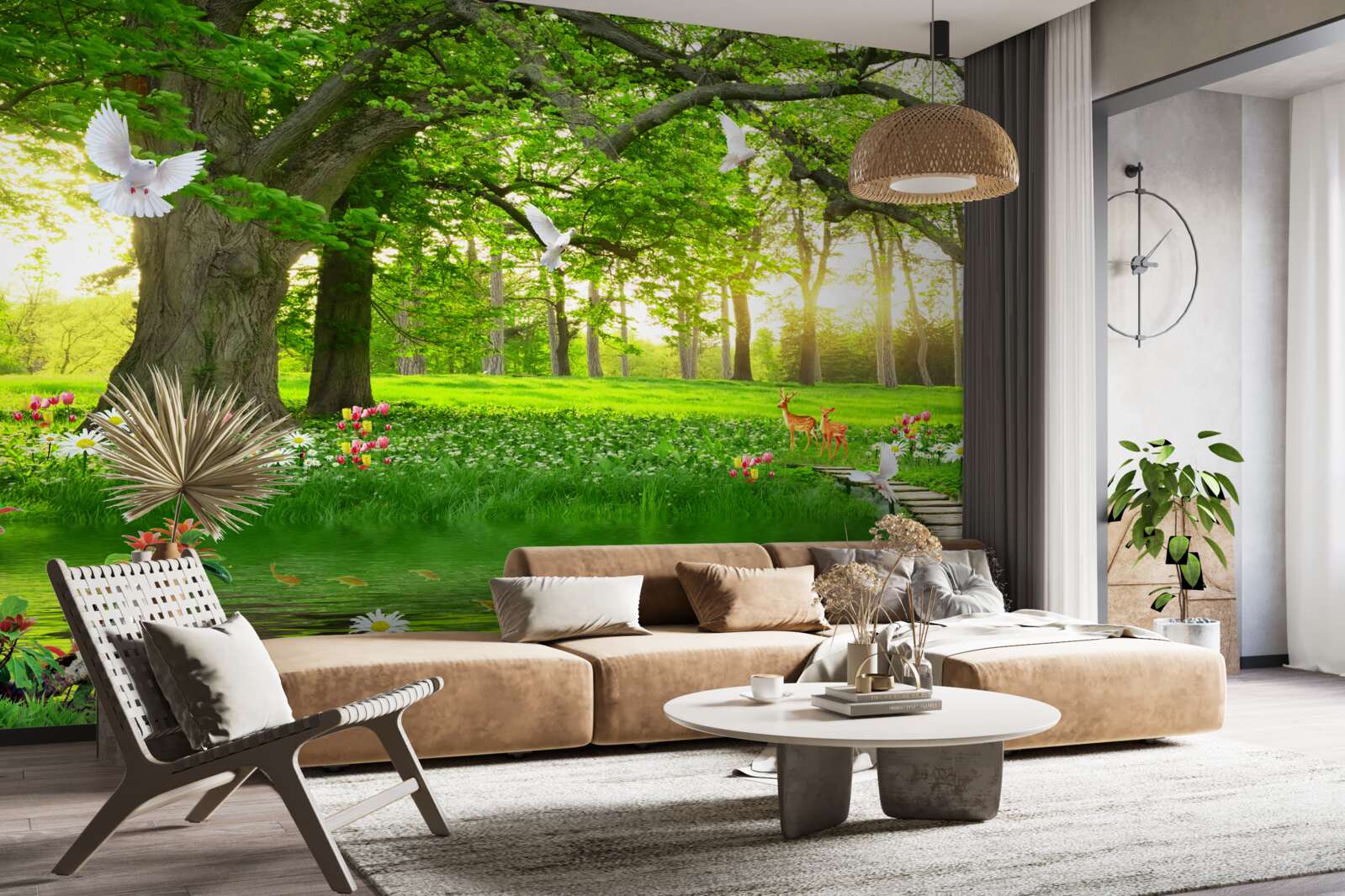 Fototapeta o świcie słoneczna łąka jest zielona