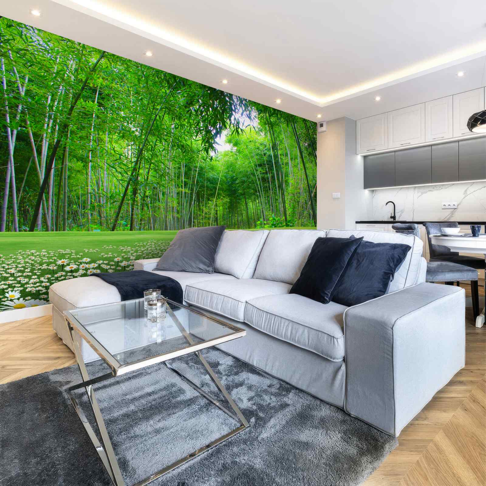 Fototapeta pole, które staje się gajem bambusowym