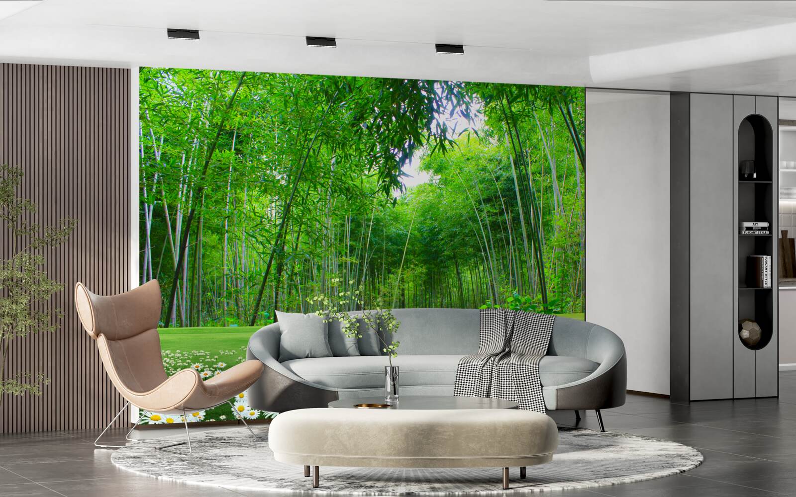 Fototapeta pole, które staje się gajem bambusowym