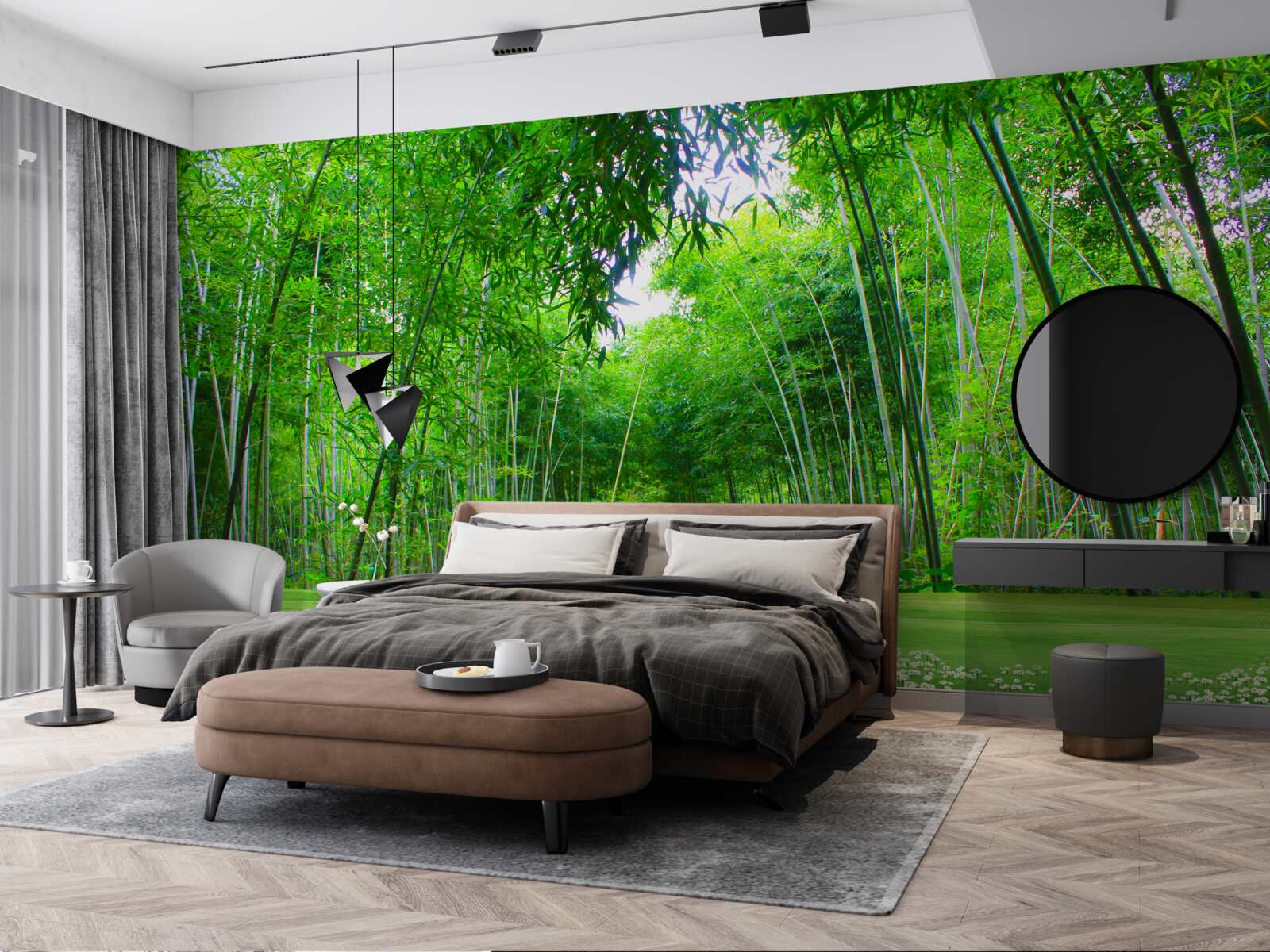 Fototapeta pole, które staje się gajem bambusowym