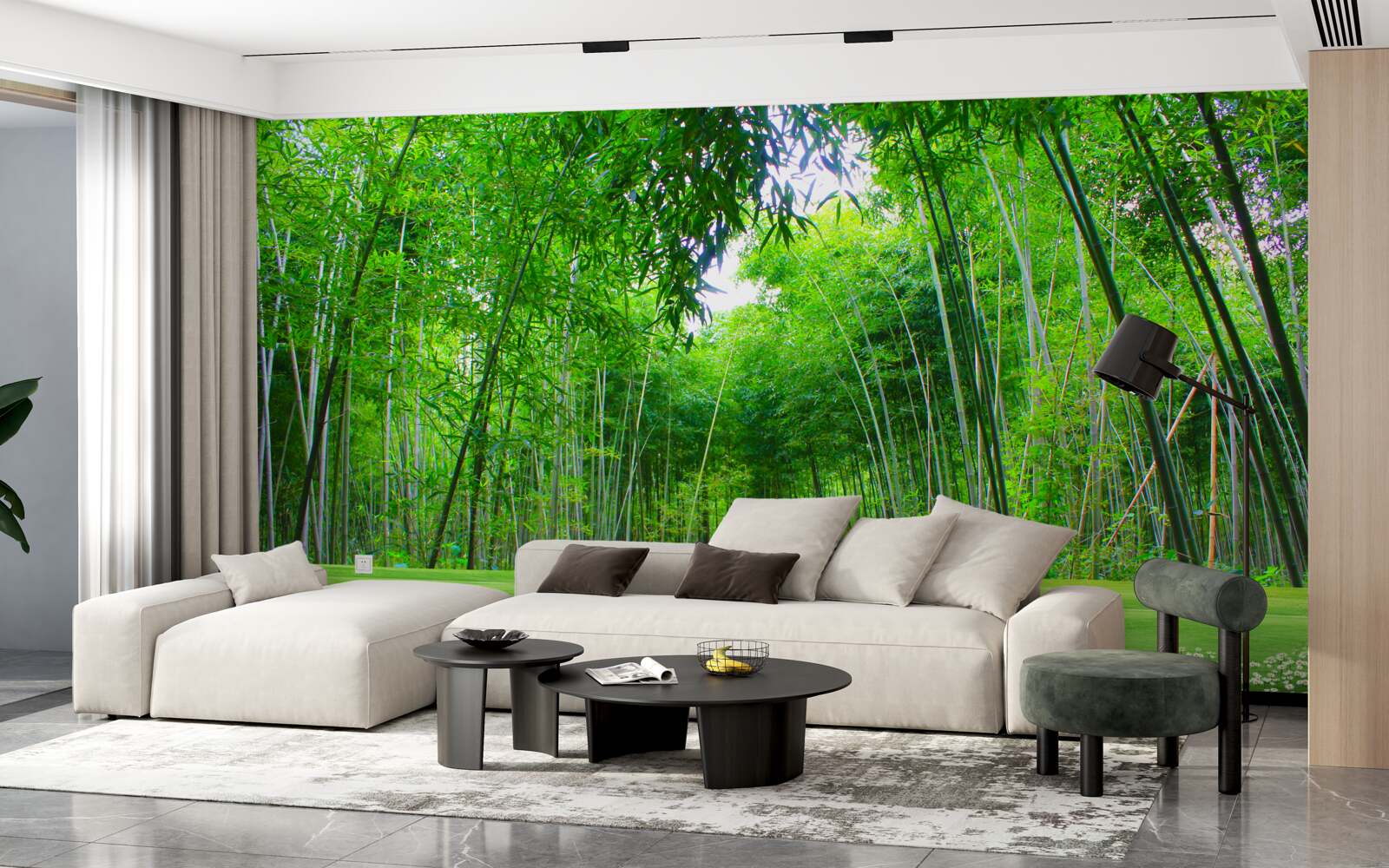 Fototapeta pole, które staje się gajem bambusowym