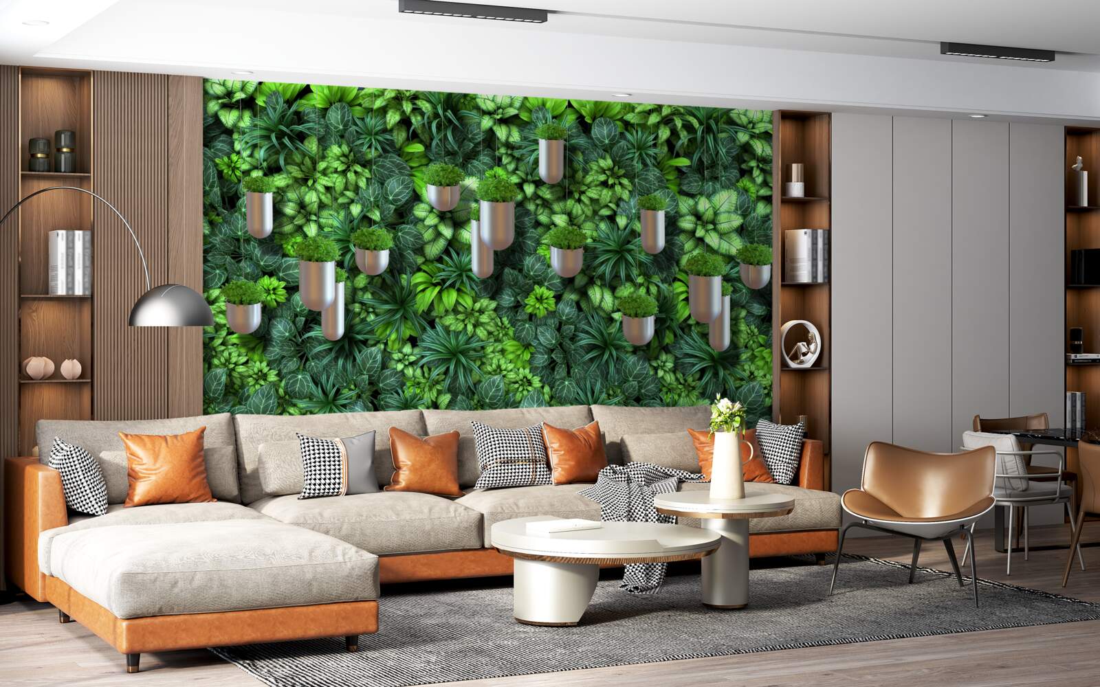 Fototapeta kolor jest zielony, a rośliny znajdują się w doniczce