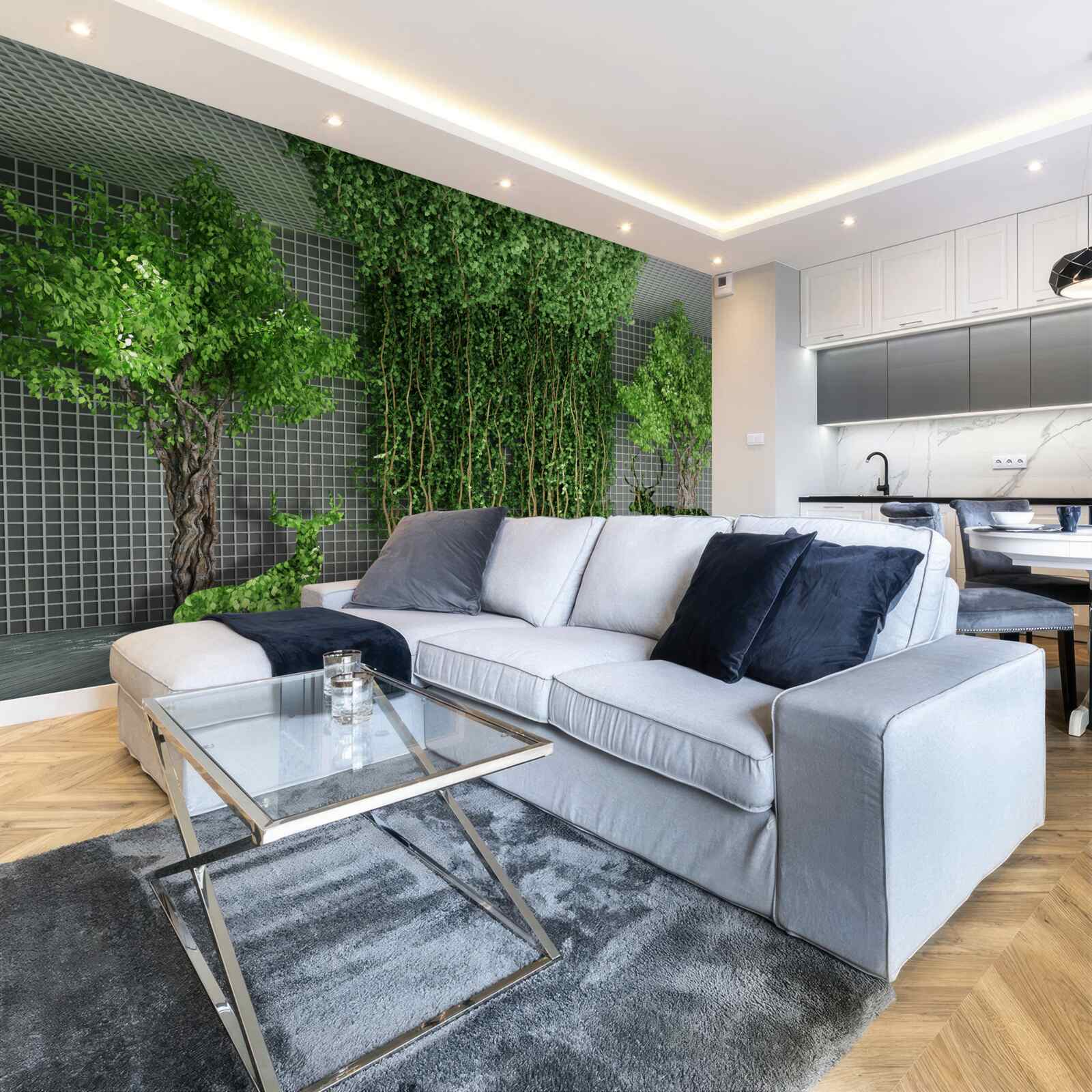 Fototapeta zielony las otacza scenę jelenia